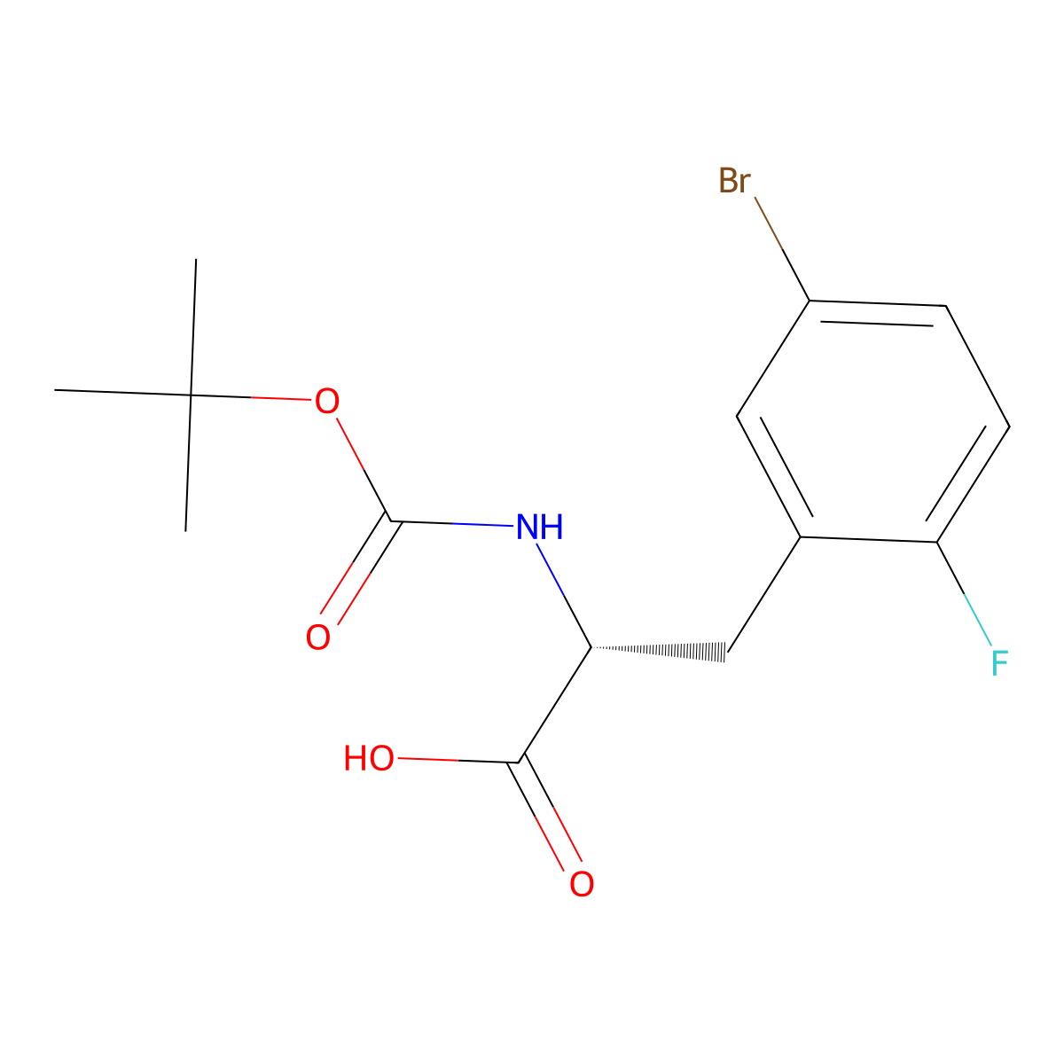 N-Boc-5-bromo-2-fluoro-D-phenylalanine molecular structure, CAS 1998552-09-2