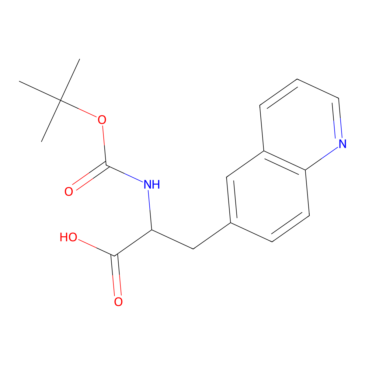 (R)-2-((tert-Butoxycarbonyl)amino)-3-(quinolin-6-yl)propanoic acid molecular structure, CAS 1998559-71-9