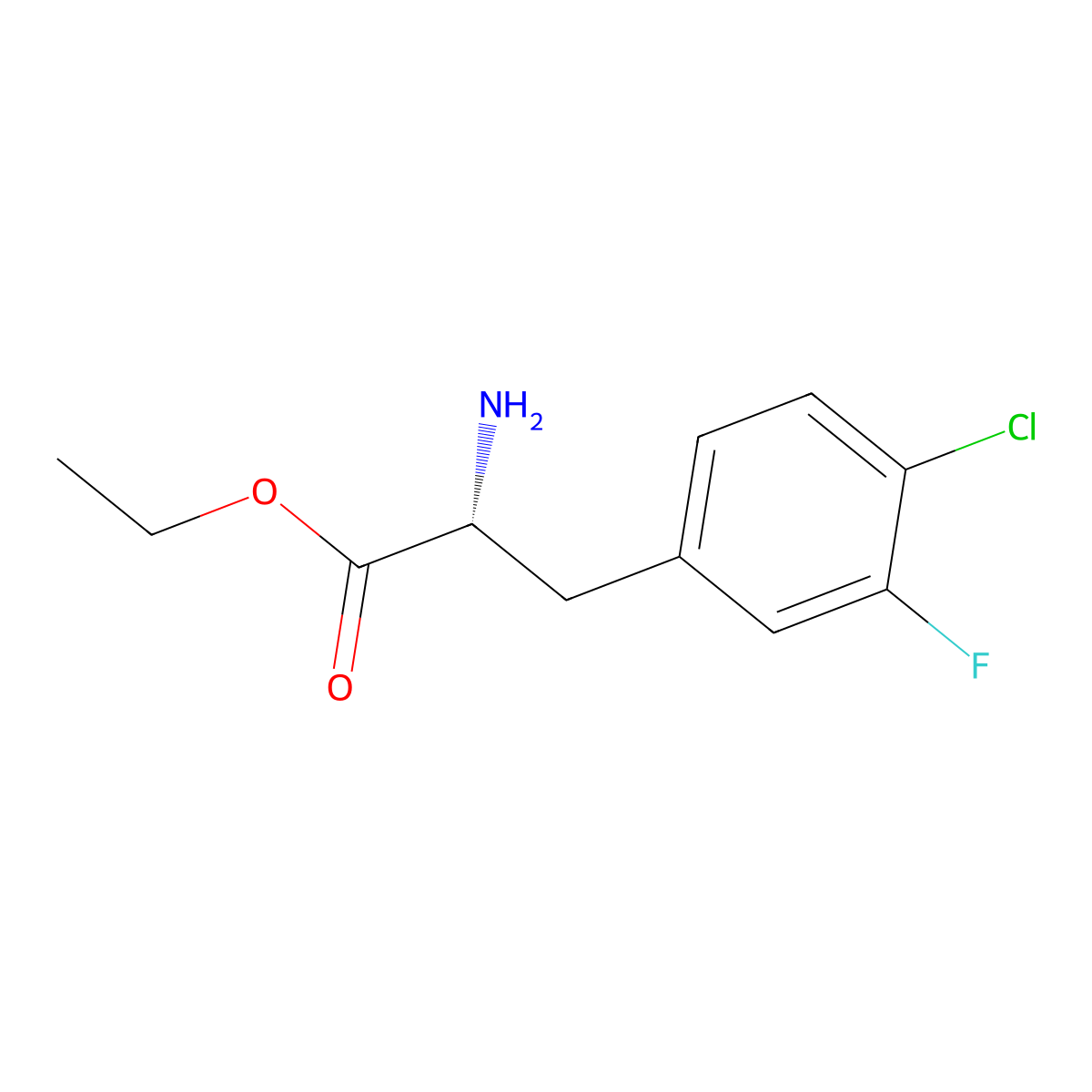 ethyl (2R)-2-amino-3-(4-chloro-3-fluorophenyl)propanoate molecular structure, CAS 1998572-98-7