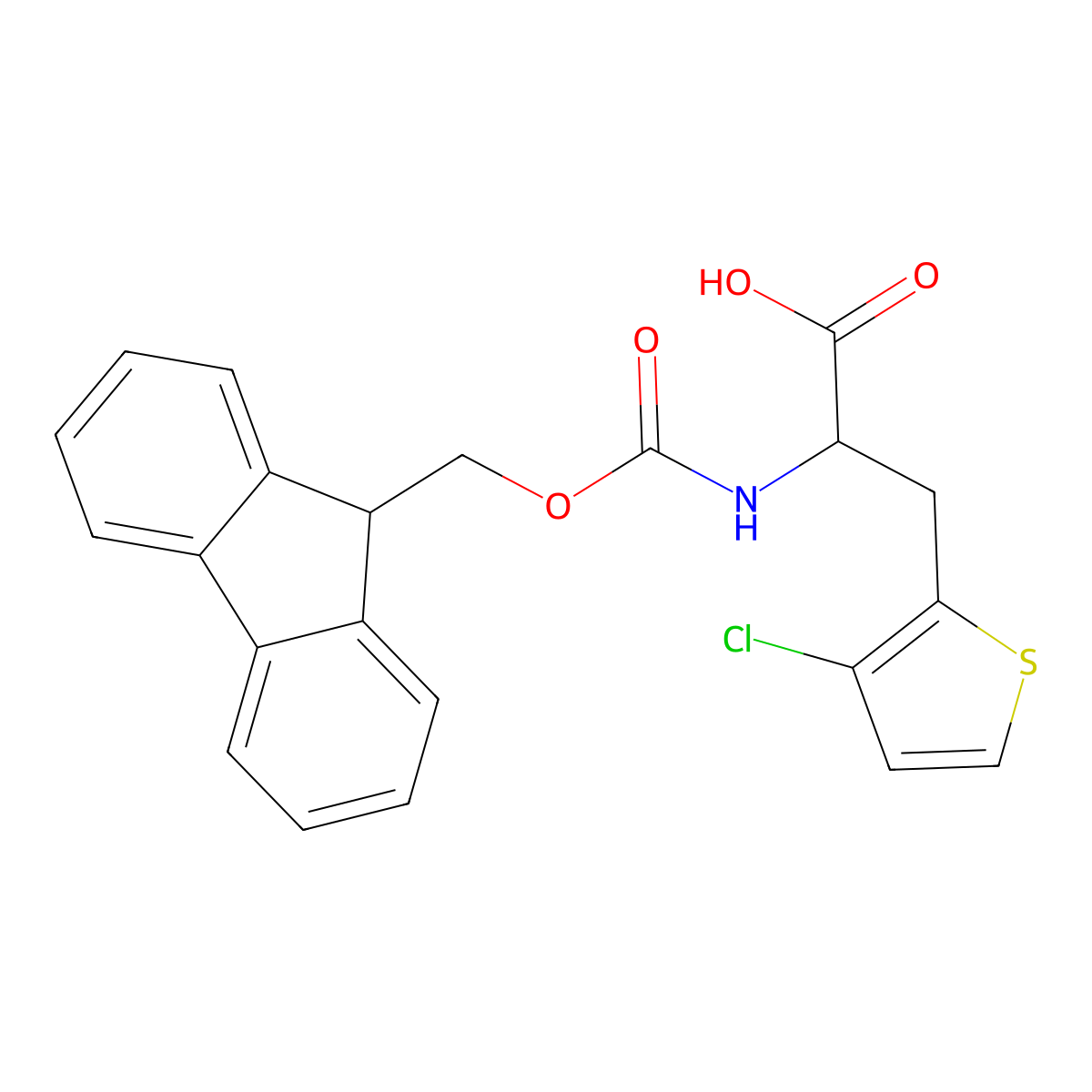 Fmoc-3-(3-chlorothiophen-2-yl)-D-alanine molecular structure, CAS 1998591-86-8