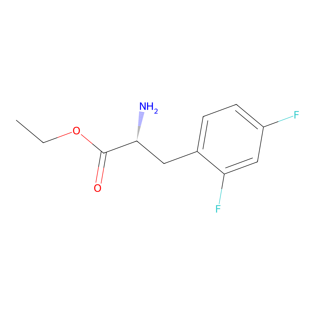 ethyl (2R)-2-amino-3-(2,4-difluorophenyl)propanoate molecular structure, CAS 1998605-18-7