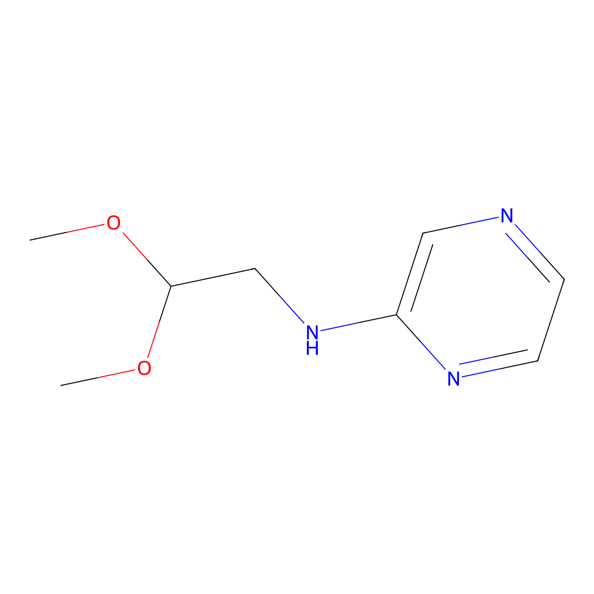 N-(2,2-dimethoxyethyl)-2-Pyrazinamine molecular structure, CAS 199861-80-8