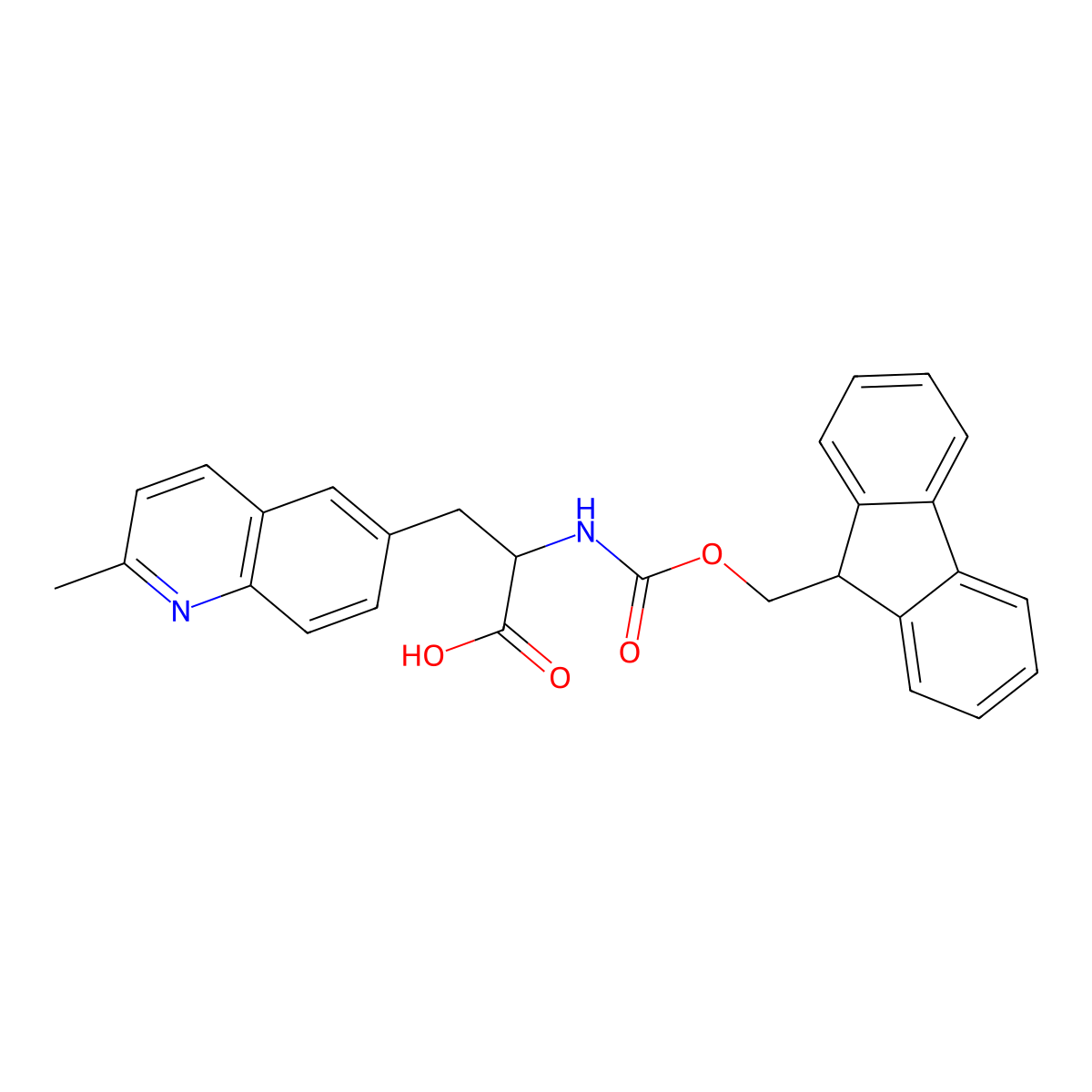 (2R)-2-((((9H-fluoren-9-yl)methoxy)carbonyl)amino)-3-(2-methylquinolin-6-yl)propanoic acid molecular structure, CAS 1998626-67-7