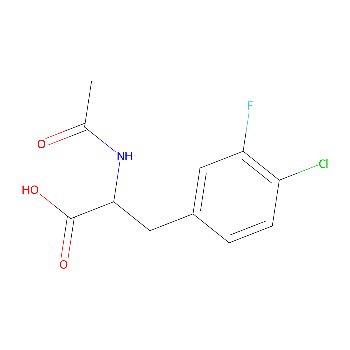 (2S)-3-(4-chloro-3-fluorophenyl)-2-acetamidopropanoic acid molecular structure, CAS 1998629-80-3