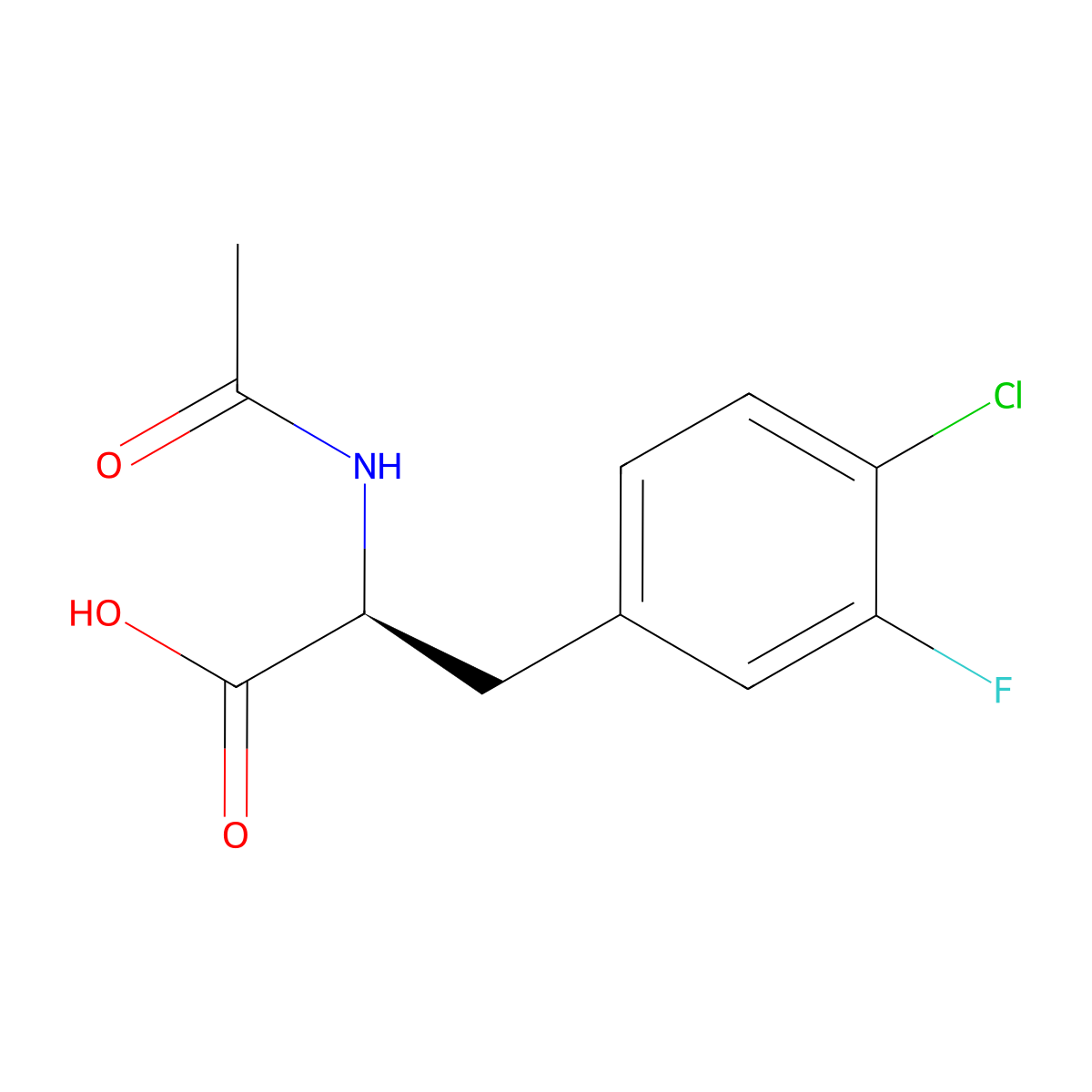 (2S)-3-(4-chloro-3-fluorophenyl)-2-acetamidopropanoic acid molecular structure, CAS 1998629-80-3
