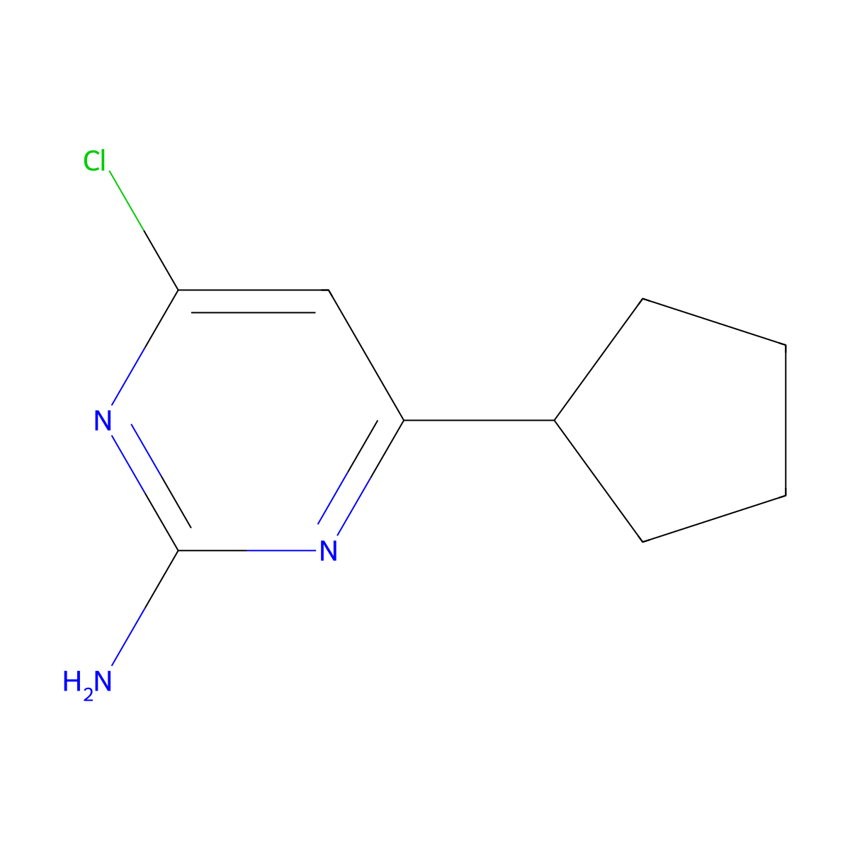 4-Chloro-6-cyclopentylpyrimidin-2-amine molecular structure, CAS 199863-89-3
