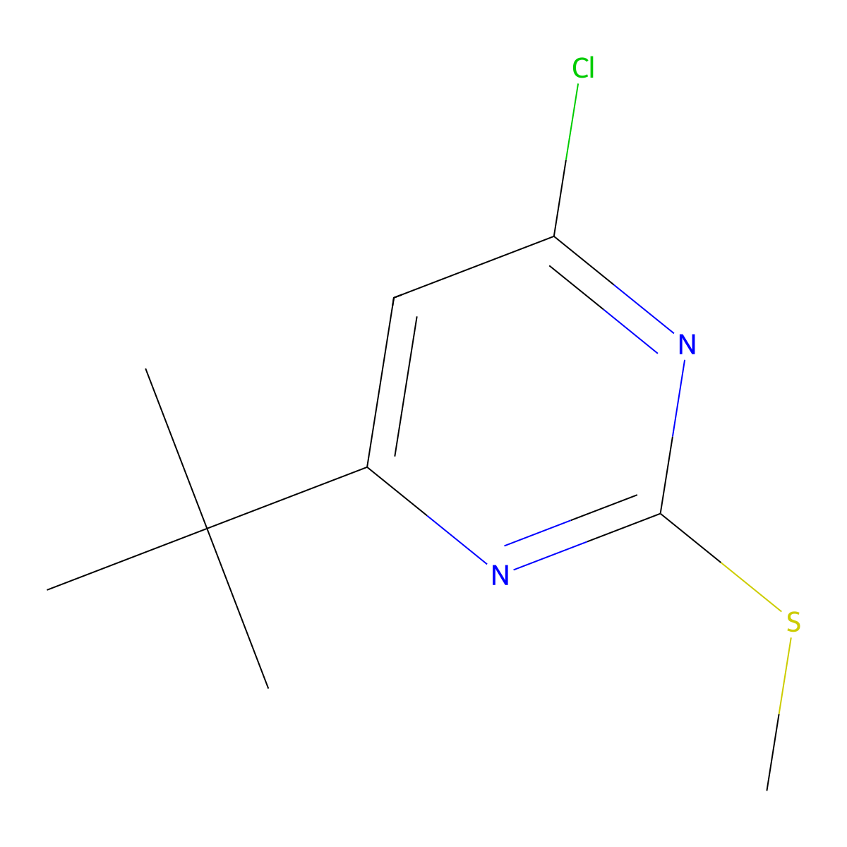 4-Tert-butyl-6-chloro-2-(methylsulfanyl)pyrimidine molecular structure, CAS 199863-97-3
