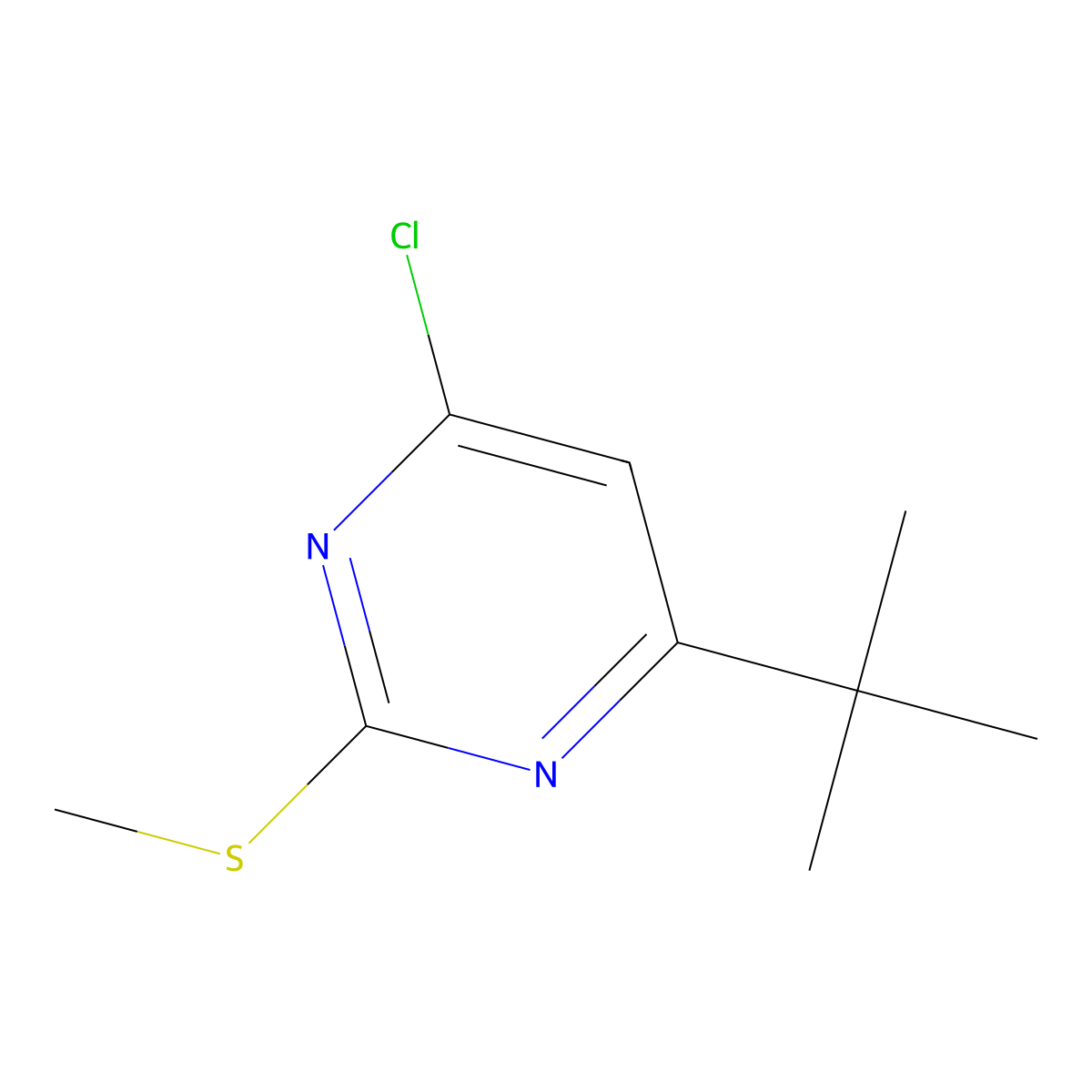 4-Tert-butyl-6-chloro-2-(methylsulfanyl)pyrimidine molecular structure, CAS 199863-97-3