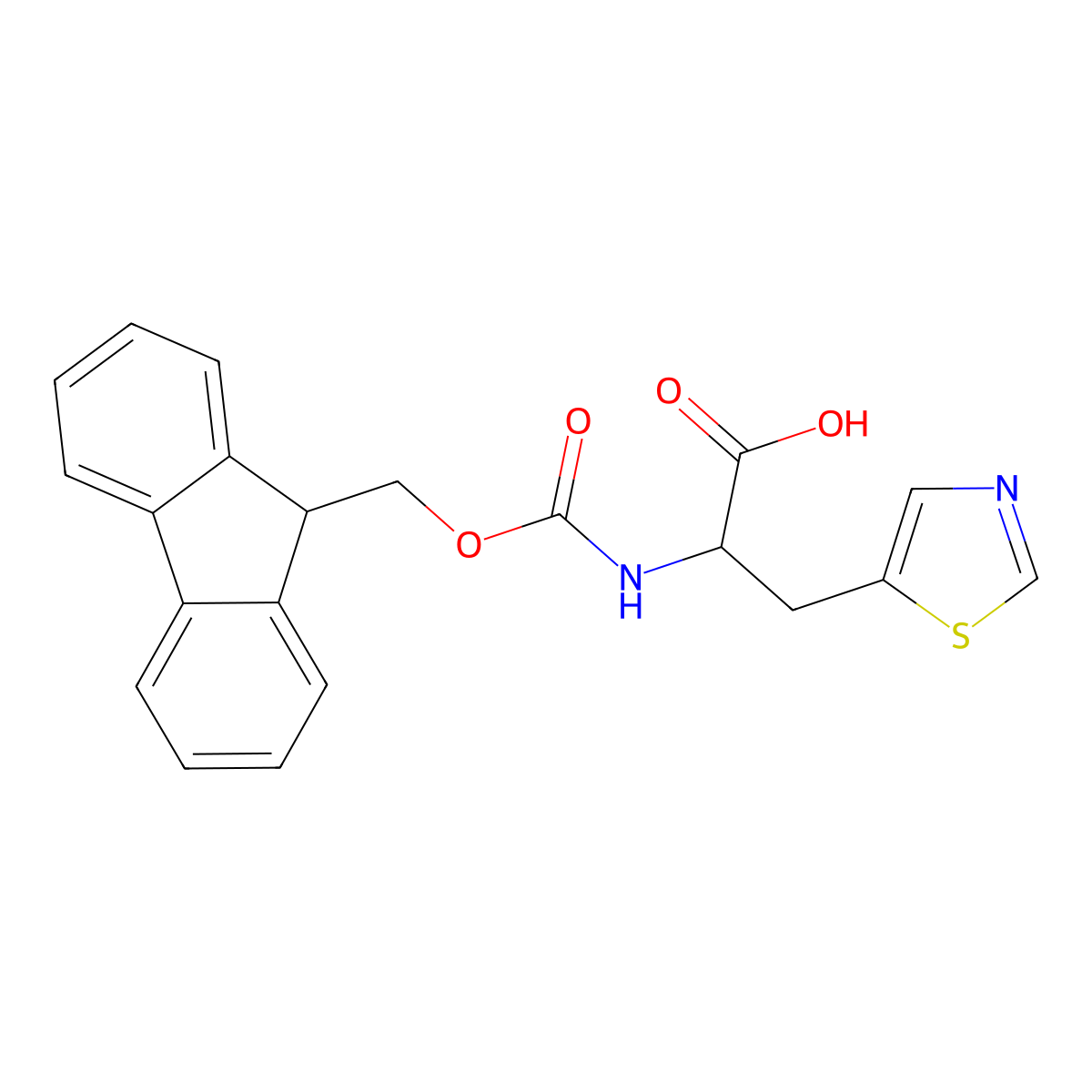 (2R)-2-({[(9H-fluoren-9-yl)methoxy]carbonyl}amino)-3-(1,3-thiazol-5-yl)propanoic acid molecular structure, CAS 1998630-32-2