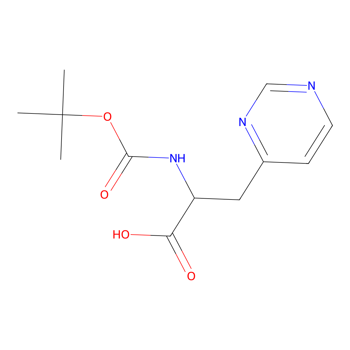 (2R)-2-{[(tert-butoxy)carbonyl]amino}-3-(pyrimidin-4-yl)propanoic acid molecular structure, CAS 1998633-77-4
