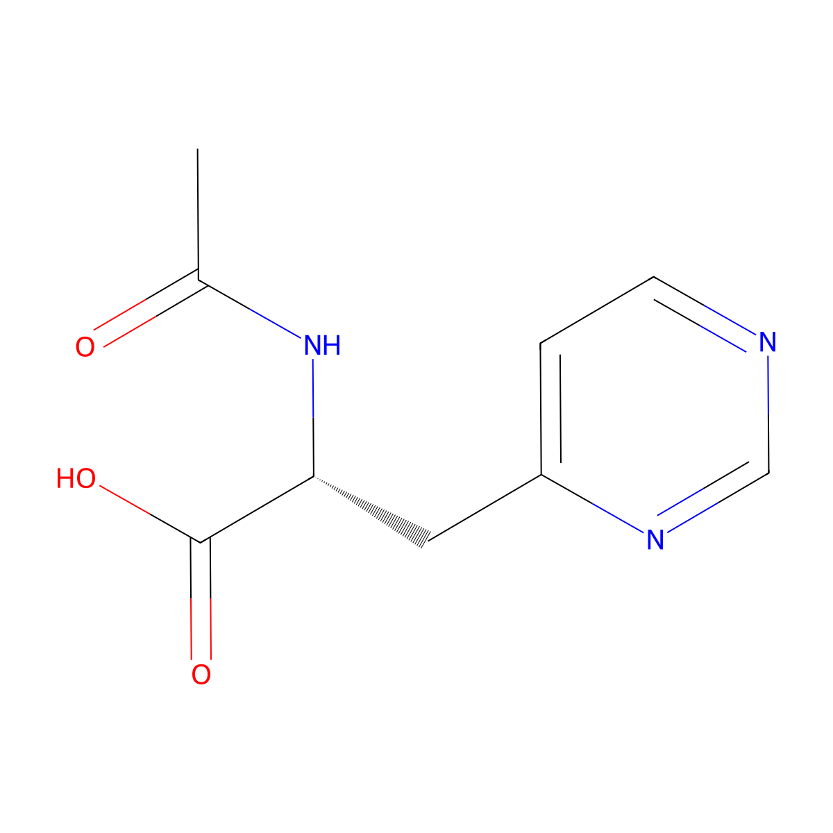(2R)-2-acetamido-3-(pyrimidin-4-yl)propanoic acid molecular structure, CAS 1998633-89-8