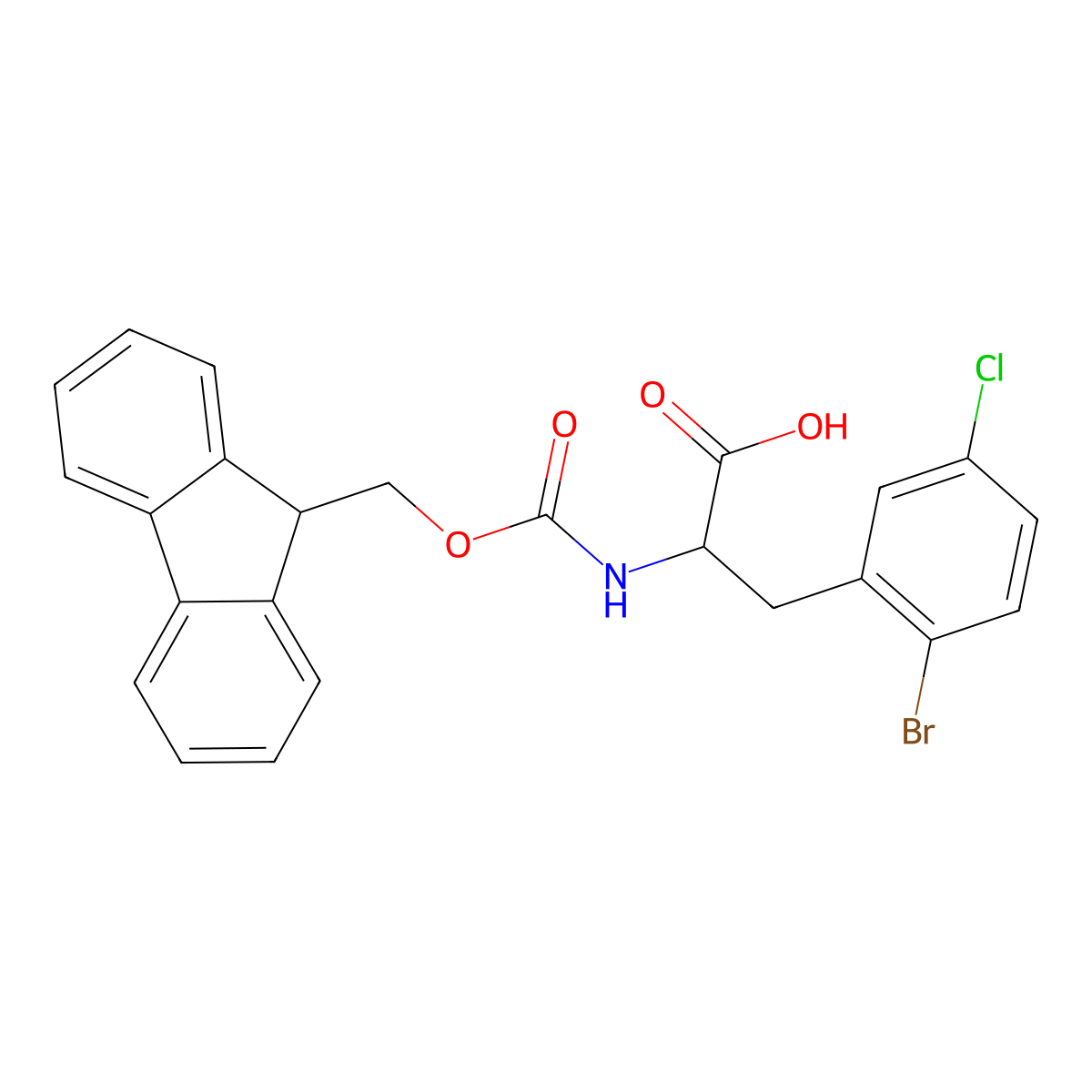 N-Fmoc-2-bromo-5-chloro-L-phenylalanine molecular structure, CAS 1998639-50-1