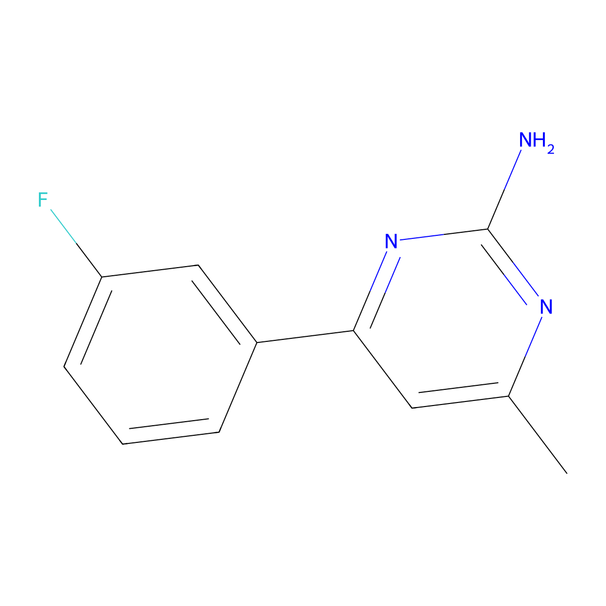 4-(3-Fluorophenyl)-6-methylpyrimidin-2-amine molecular structure, CAS 199864-42-1