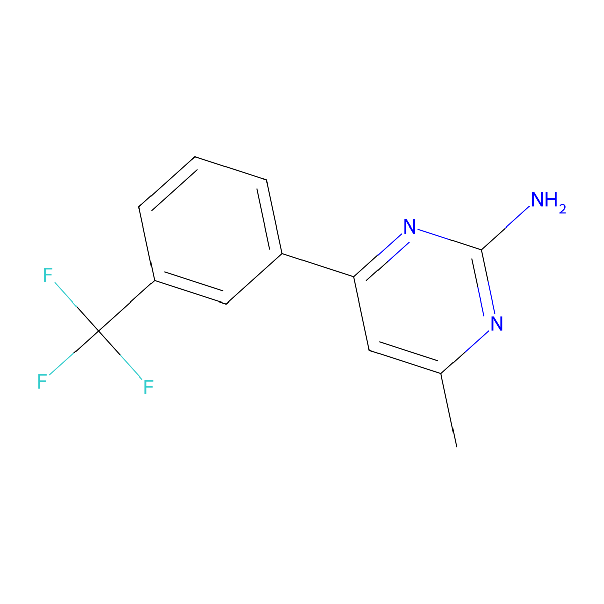 4-Methyl-6-(3-trifluoromethyl-phenyl)-pyrimidin-2-ylamine molecular structure, CAS 199864-48-7