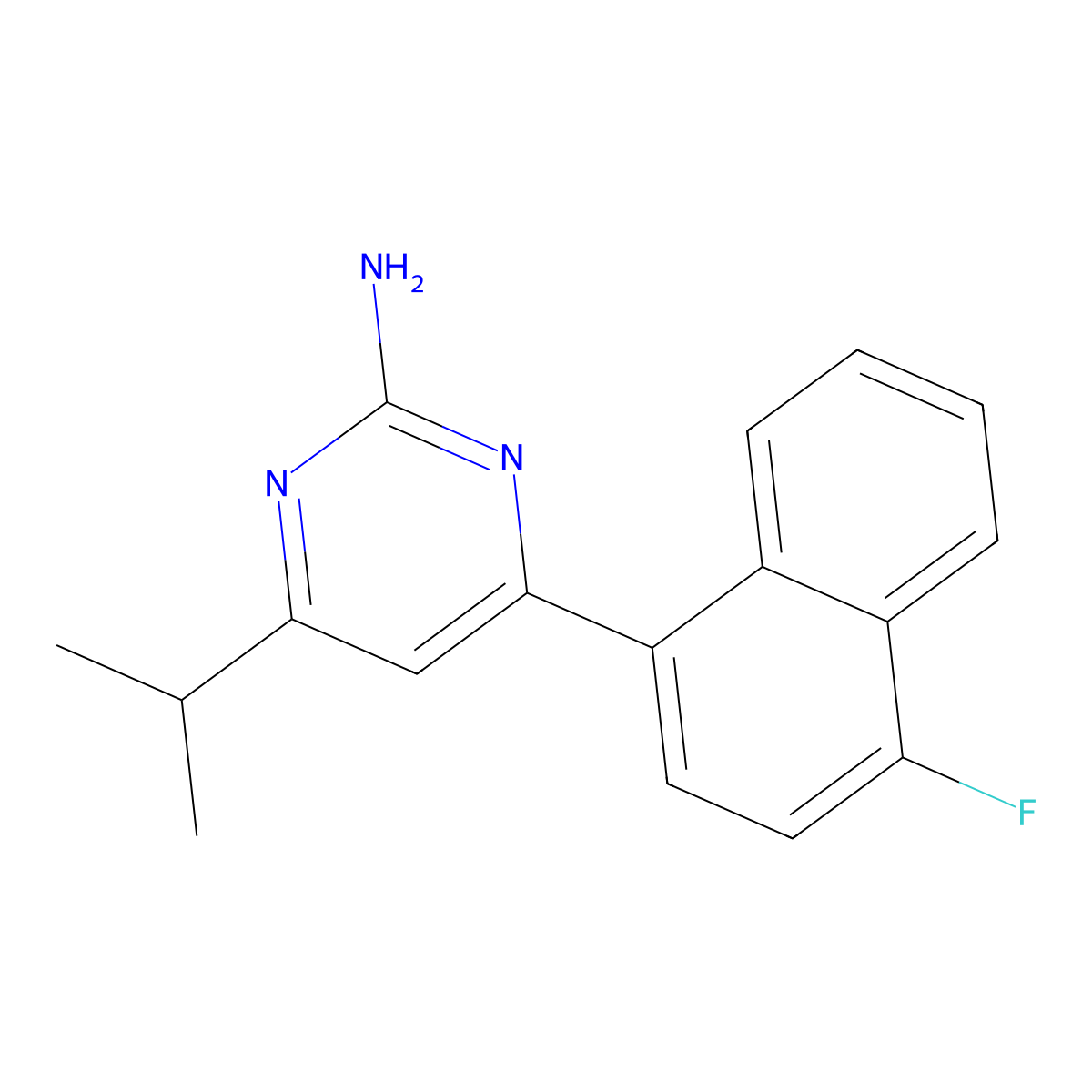 4-(4-Fluoro-1-naphthalenyl)-6-(1-methylethyl)-2-pyrimidinamine molecular structure, CAS 199864-87-4