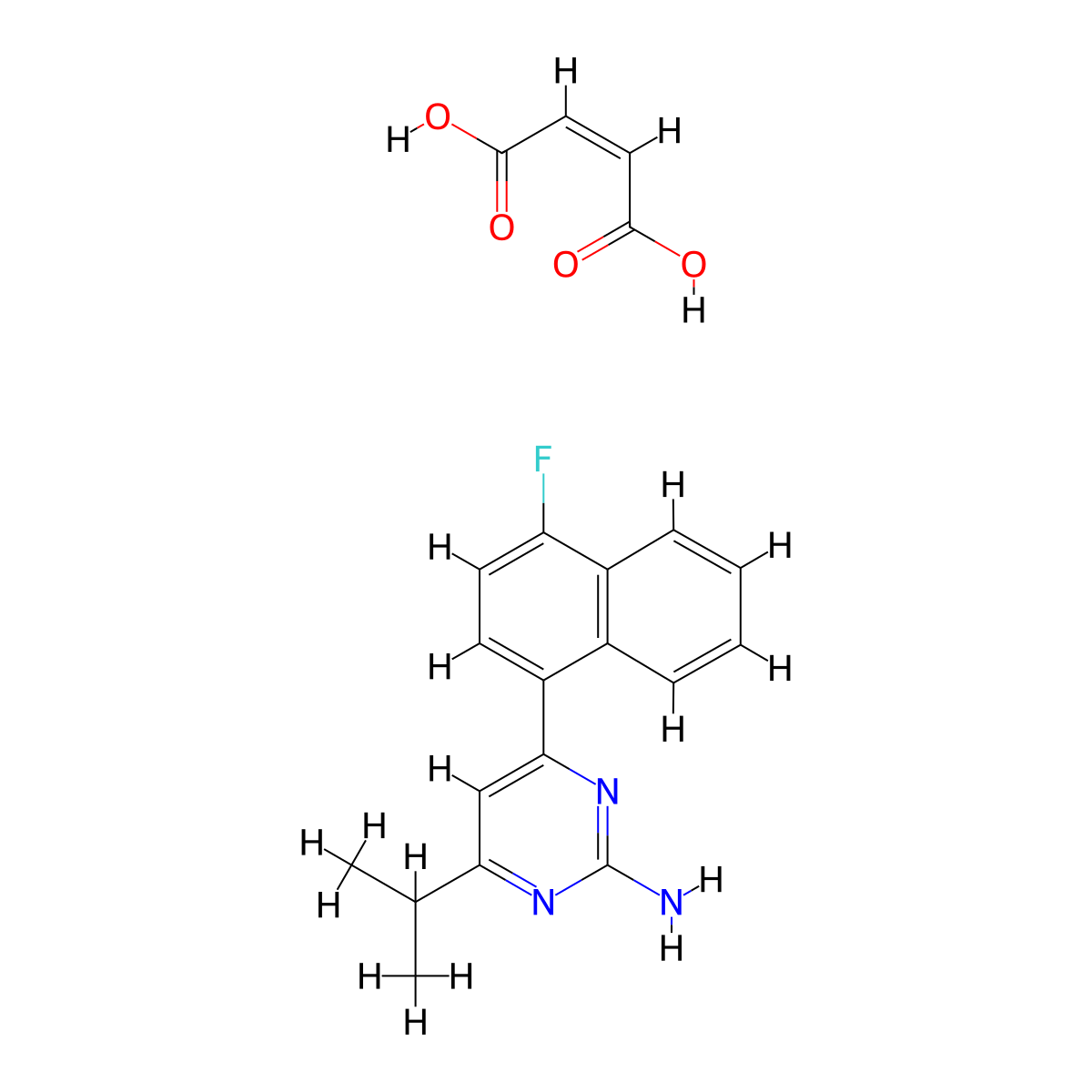 4-(4-Fluoronaphthalen-1-yl)-6-isopropylpyrimidin-2-amine maleate molecular structure, CAS 199864-88-5