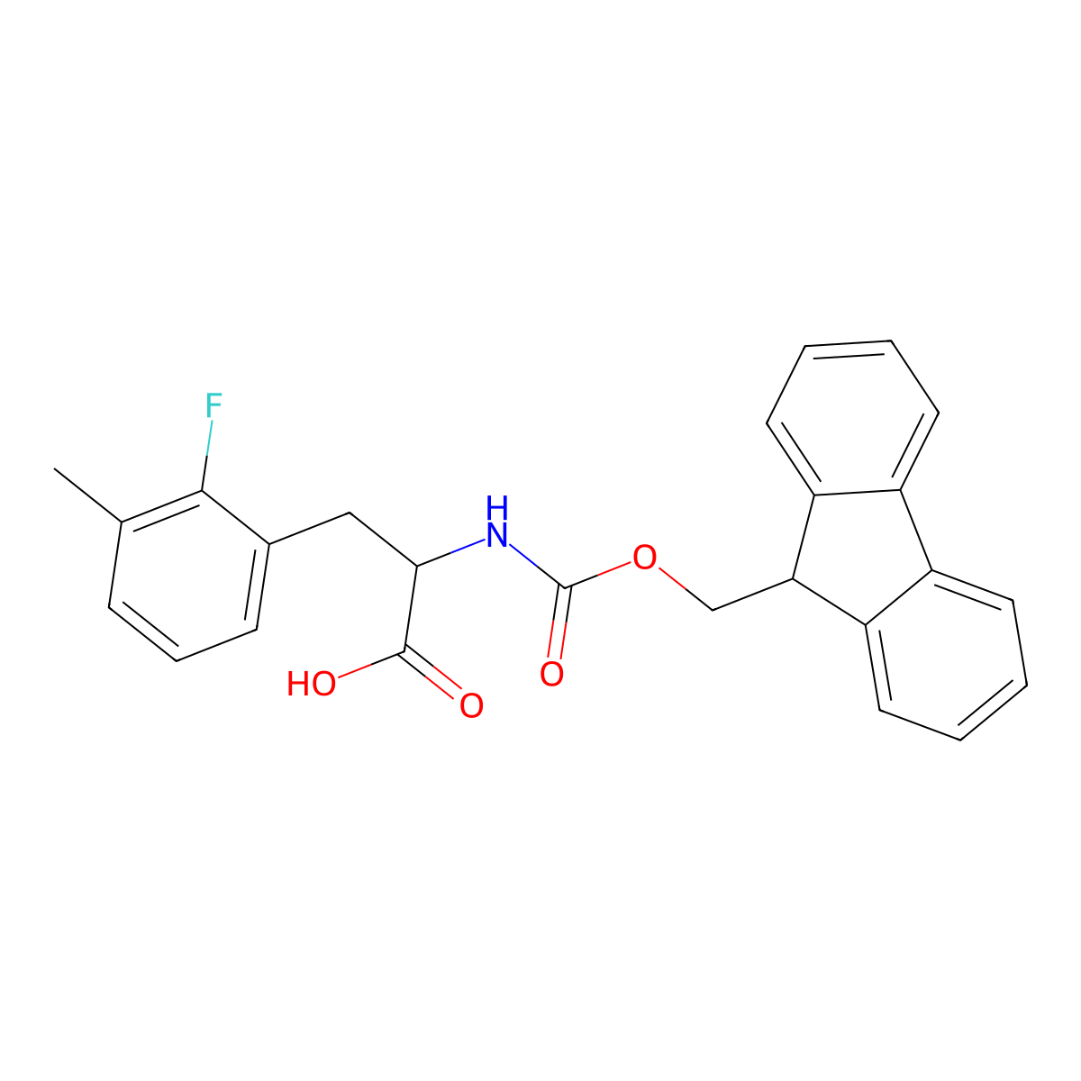 N-Fmoc-2-fluoro-3-methyl-L-phenylalanine molecular structure, CAS 1998640-11-1