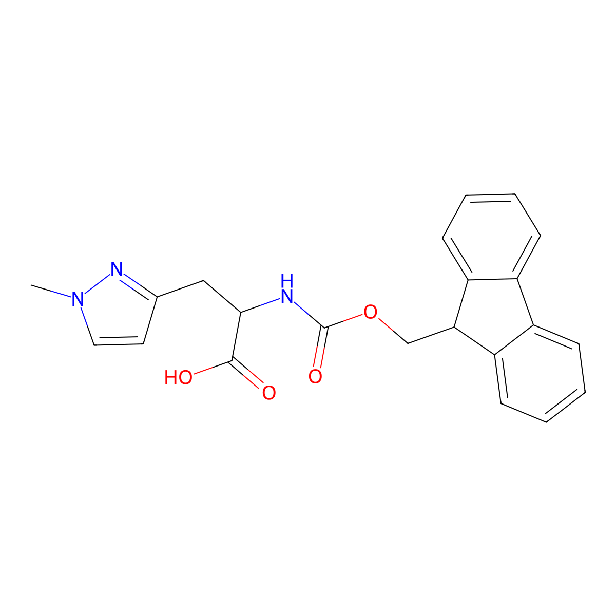 (S)-a-(Fmoc-amino)-1-methyl-1H-pyrazole-3-propanoic acid molecular structure, CAS 1998640-22-4