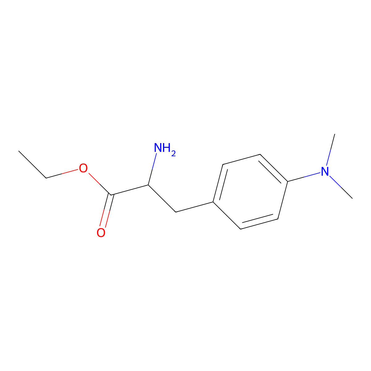 Ethyl (2S)-2-amino-3-[4-(dimethylamino)phenyl]propanoate molecular structure, CAS 1998642-43-5