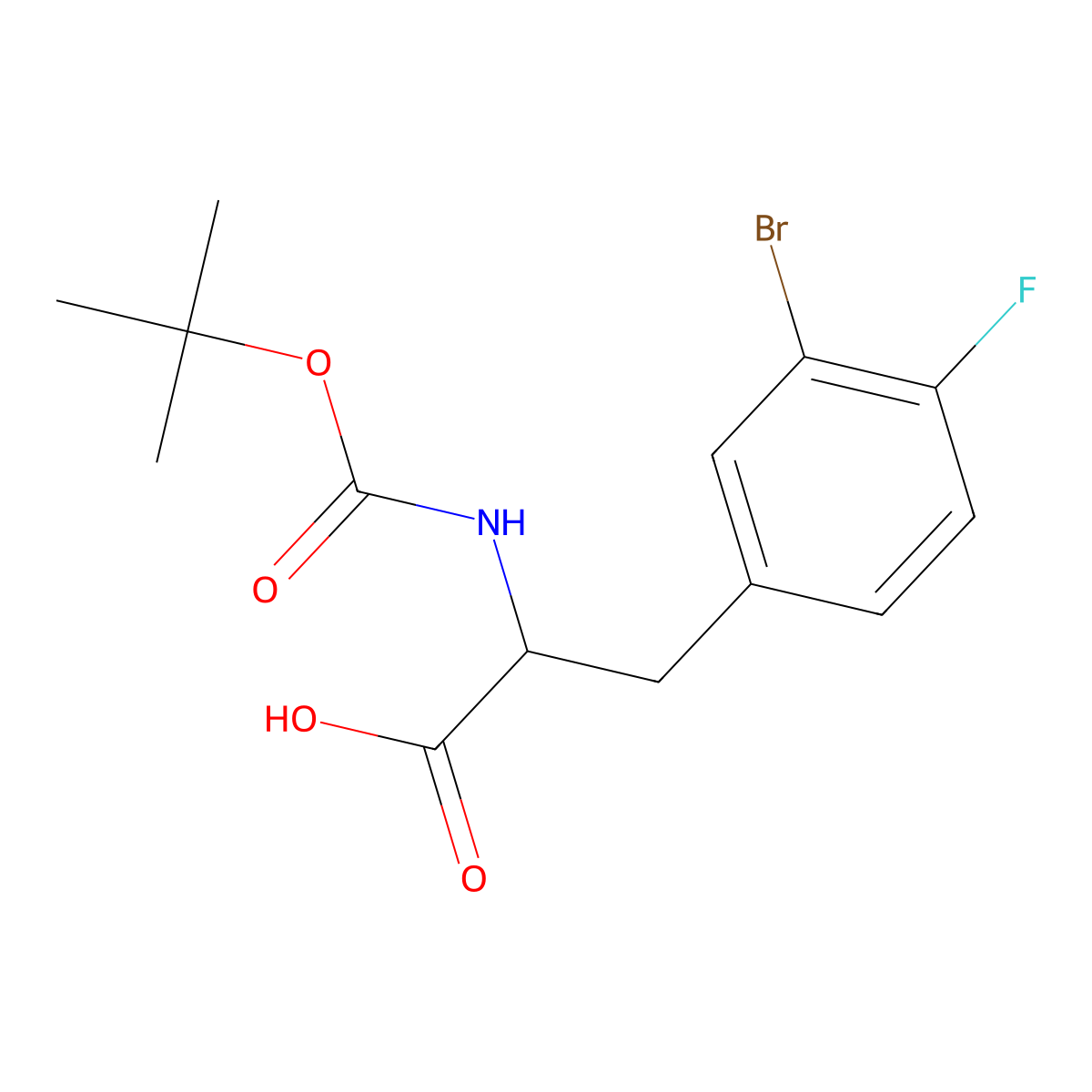 N-Boc-3-bromo-4-fluoro-D-phenylalanine molecular structure, CAS 1998645-46-7