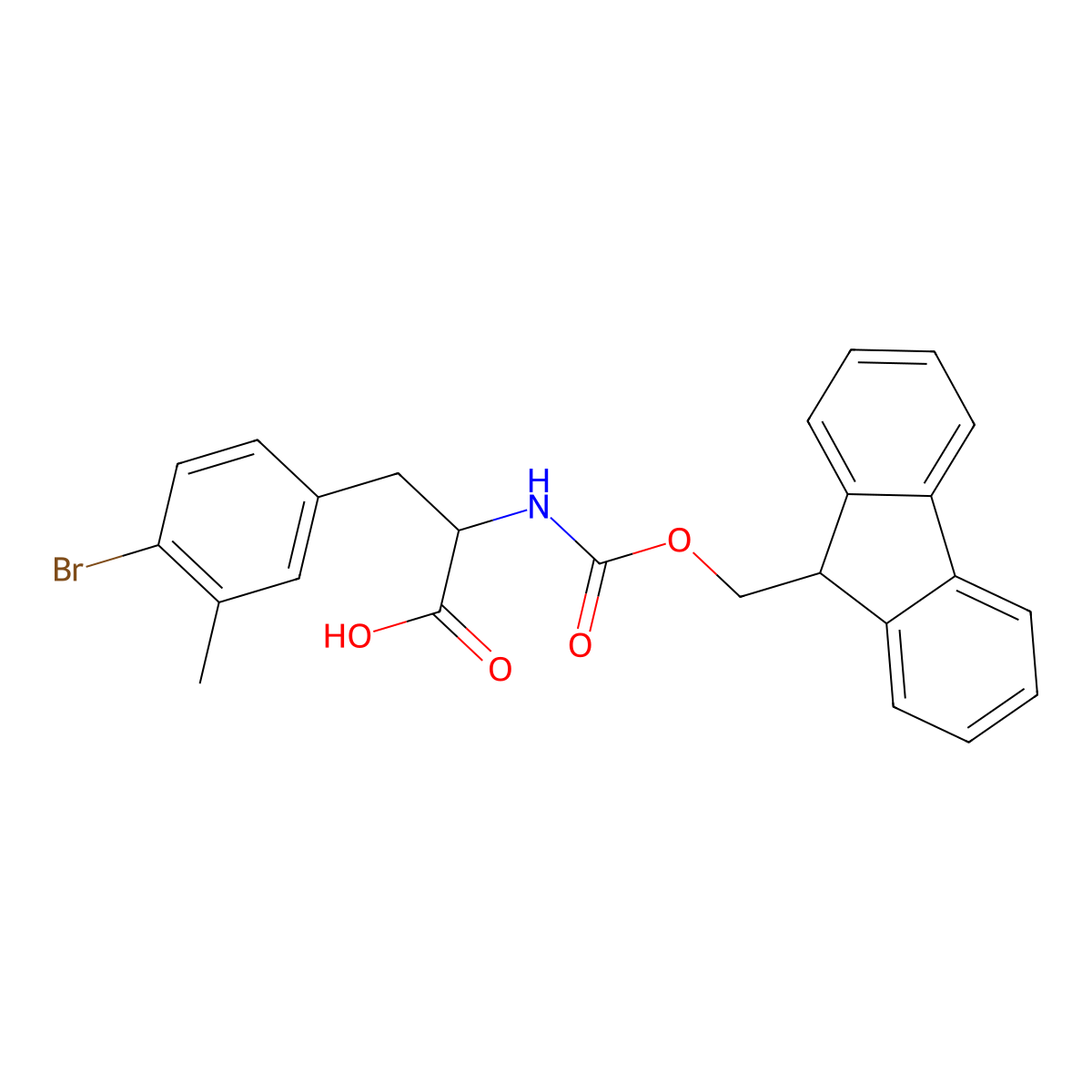 N-Fmoc-4-bromo-3-methyl-L-phenylalanine molecular structure, CAS 1998646-50-6