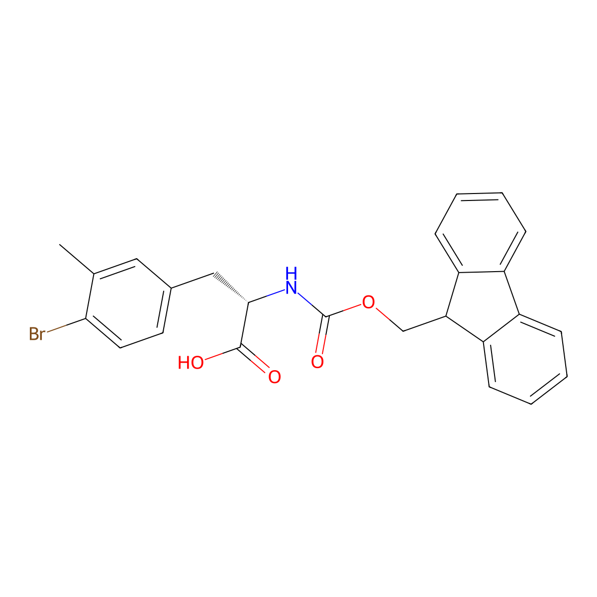 N-Fmoc-4-bromo-3-methyl-L-phenylalanine molecular structure, CAS 1998646-50-6