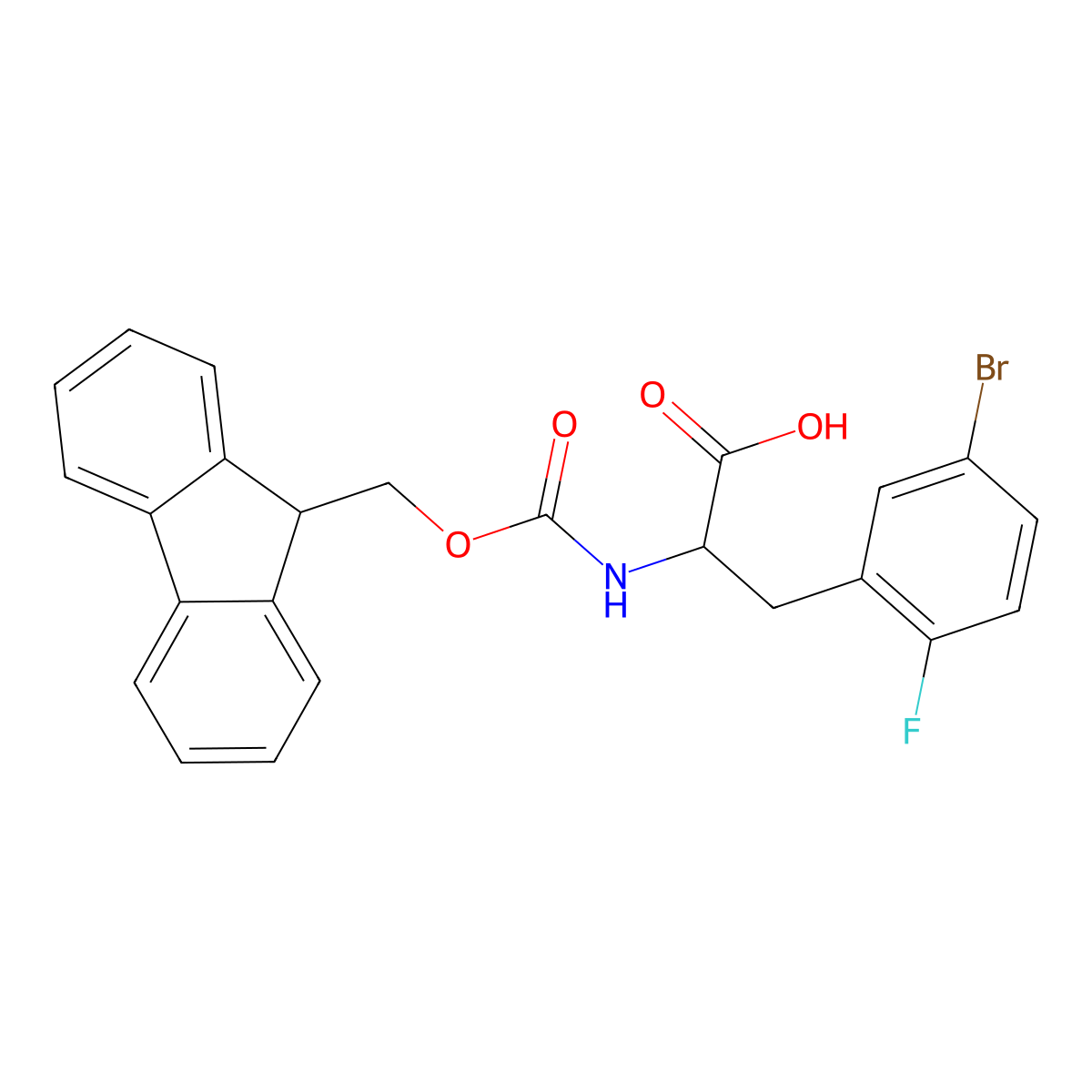 N-Fmoc-5-bromo-2-fluoro-L-phenylalanine molecular structure, CAS 1998646-62-0