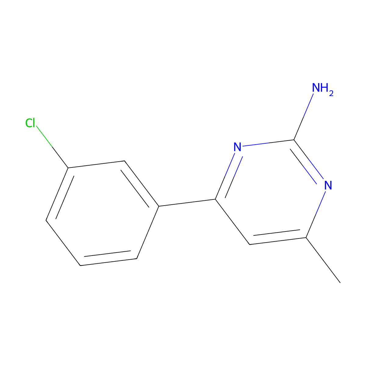 2-Amino-4-(3-chlorophenyl)-6-methylpyrimidine molecular structure, CAS 199865-33-3