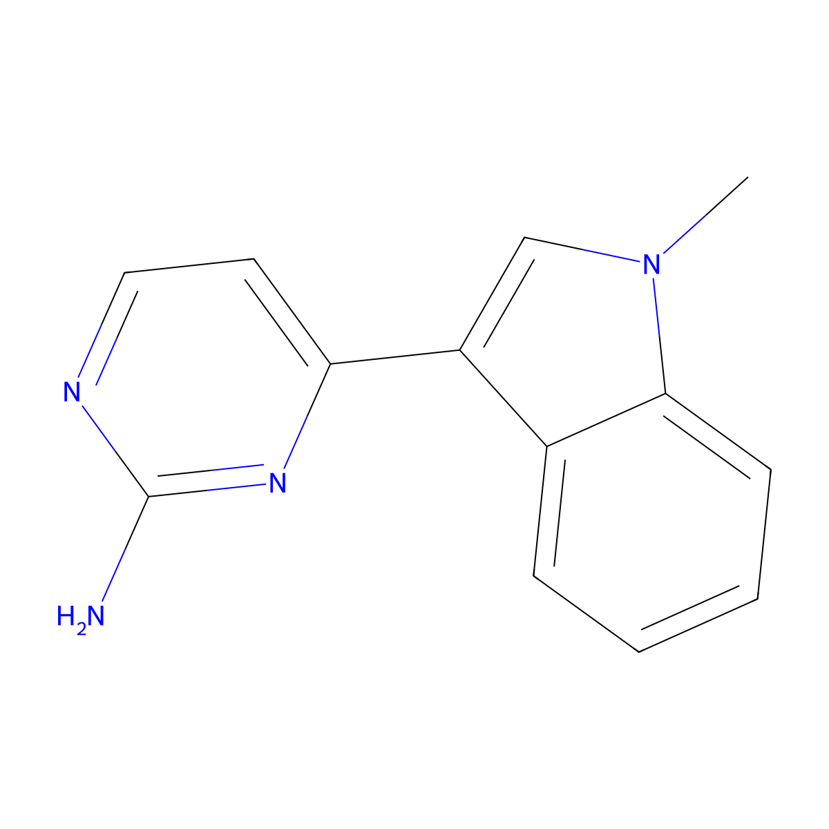 4-(1-Methyl-1H-indol-3-yl)pyrimidin-2-amine molecular structure, CAS 199865-36-6