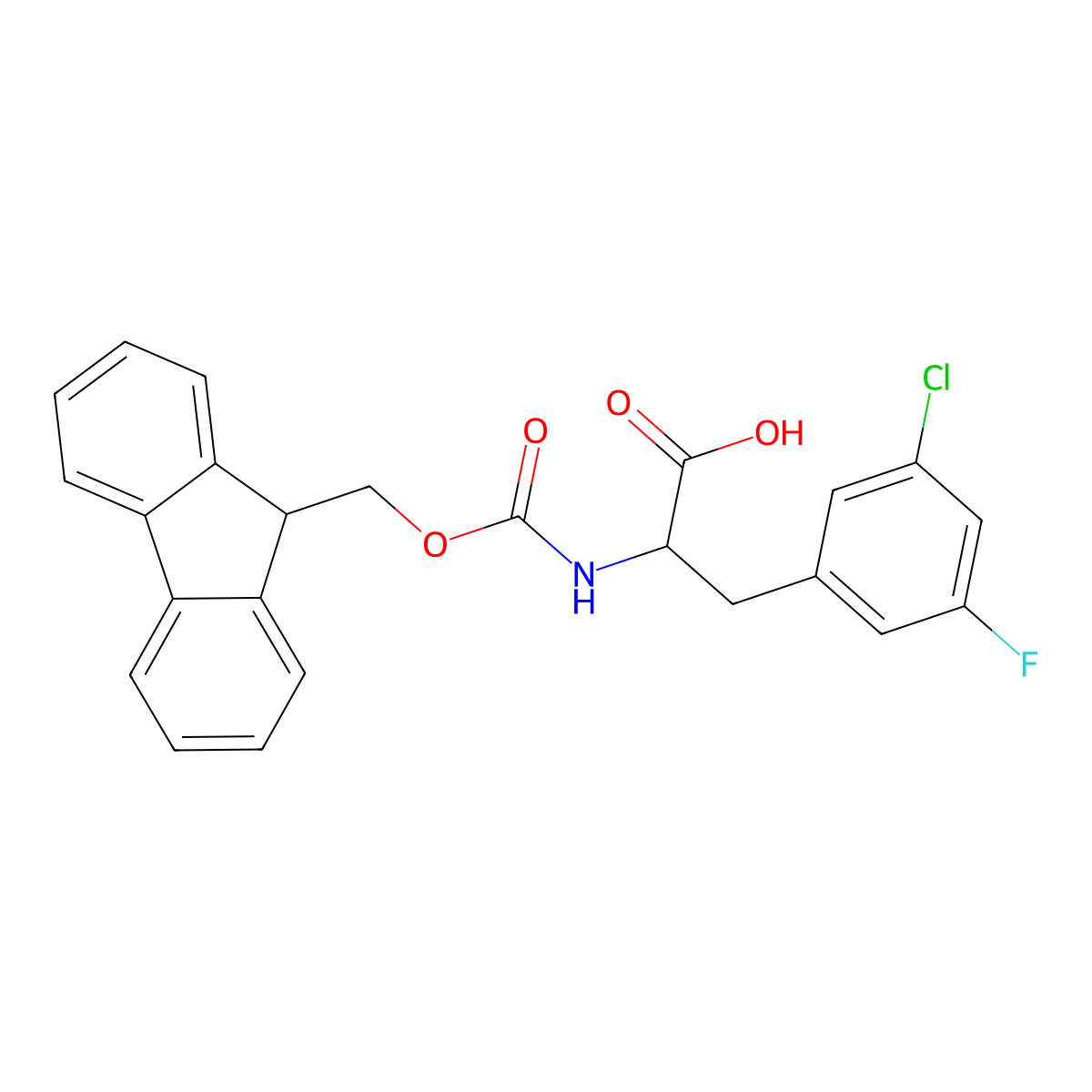 N-Fmoc-5-chloro-3-fluoro-L-phenylalanine molecular structure, CAS 1998650-51-3
