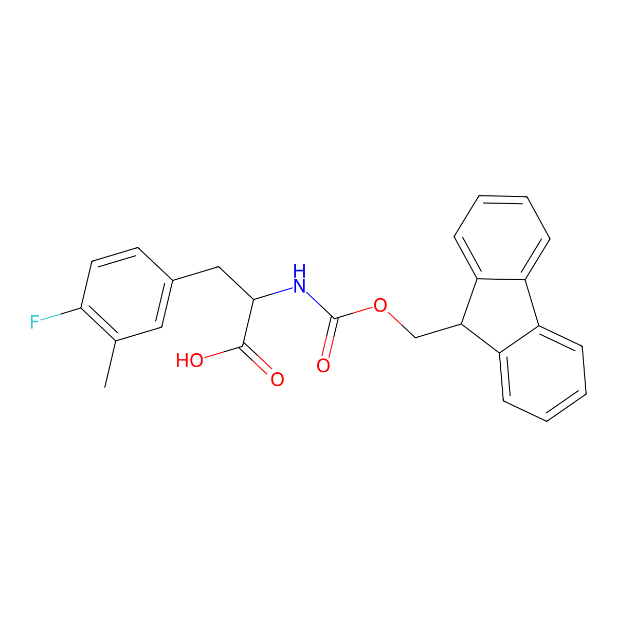 (2S)-2-(9H-fluoren-9-ylmethoxycarbonylamino)-3-(4-fluoro-3-methyl-phenyl)propanoic acid molecular structure, CAS 1998655-28-9