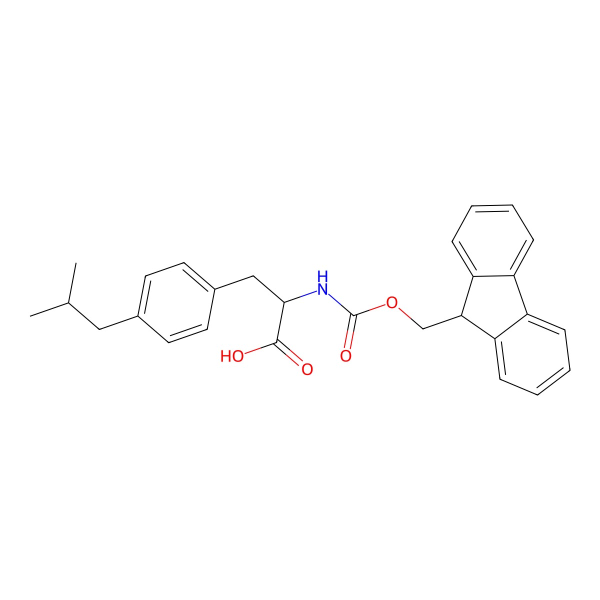(2S)-2-(9H-Fluoren-9-ylmethoxycarbonylamino)-3-[4-(2-methylpropyl)phenyl]propanoic acid molecular structure, CAS 1998655-38-1