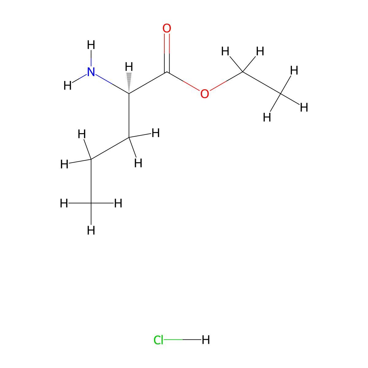 Ethyl (R)-2-aminopentanoate hydrochloride molecular structure, CAS 1998700-99-4