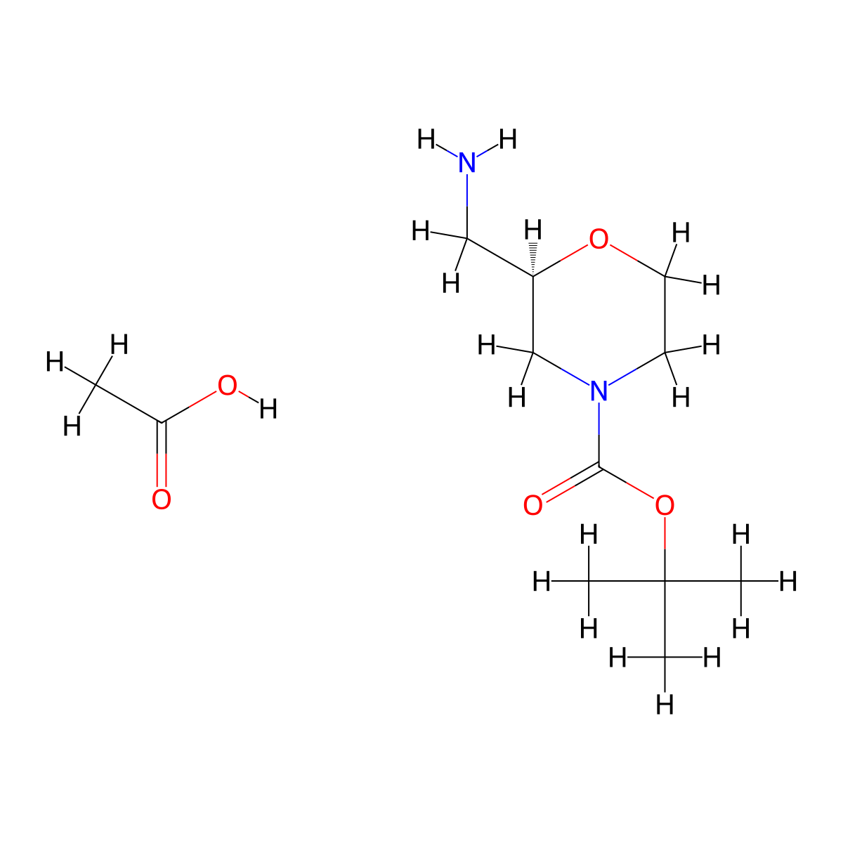 tert-Butyl (2R)-2-(aminomethyl)morpholine-4-carboxylate acetate molecular structure, CAS 1998701-09-9