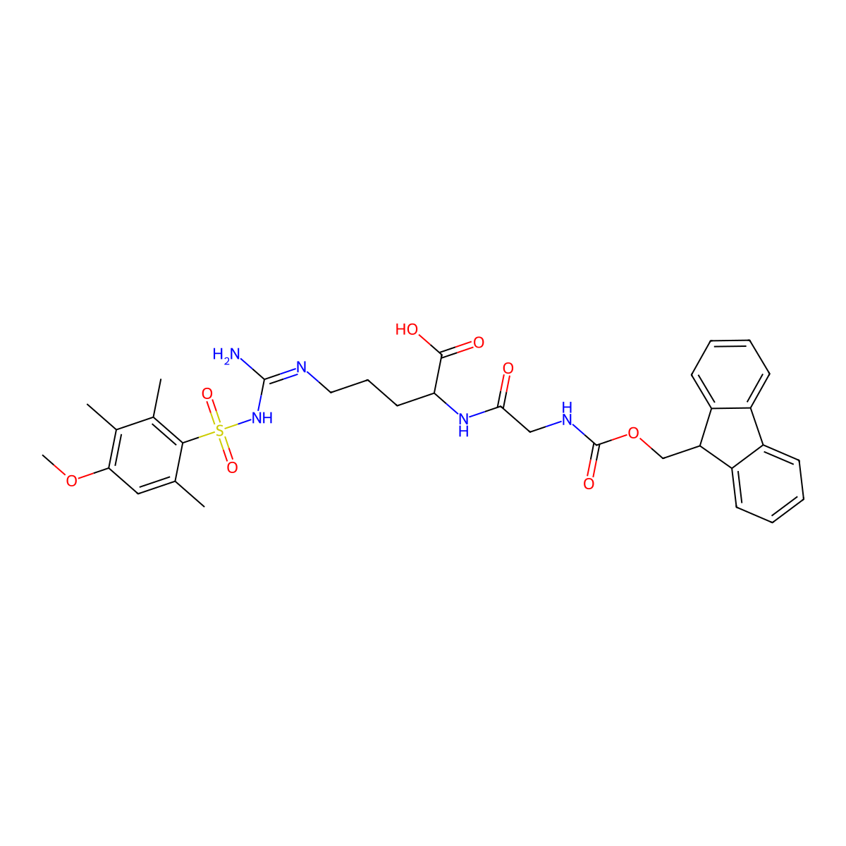 Fmoc-Gly-Arg(Mtr)-OH molecular structure, CAS 1998701-11-3