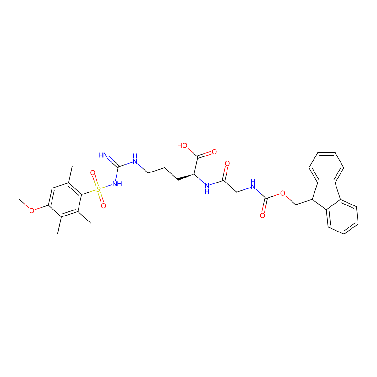 Fmoc-Gly-Arg(Mtr)-OH molecular structure, CAS 1998701-11-3
