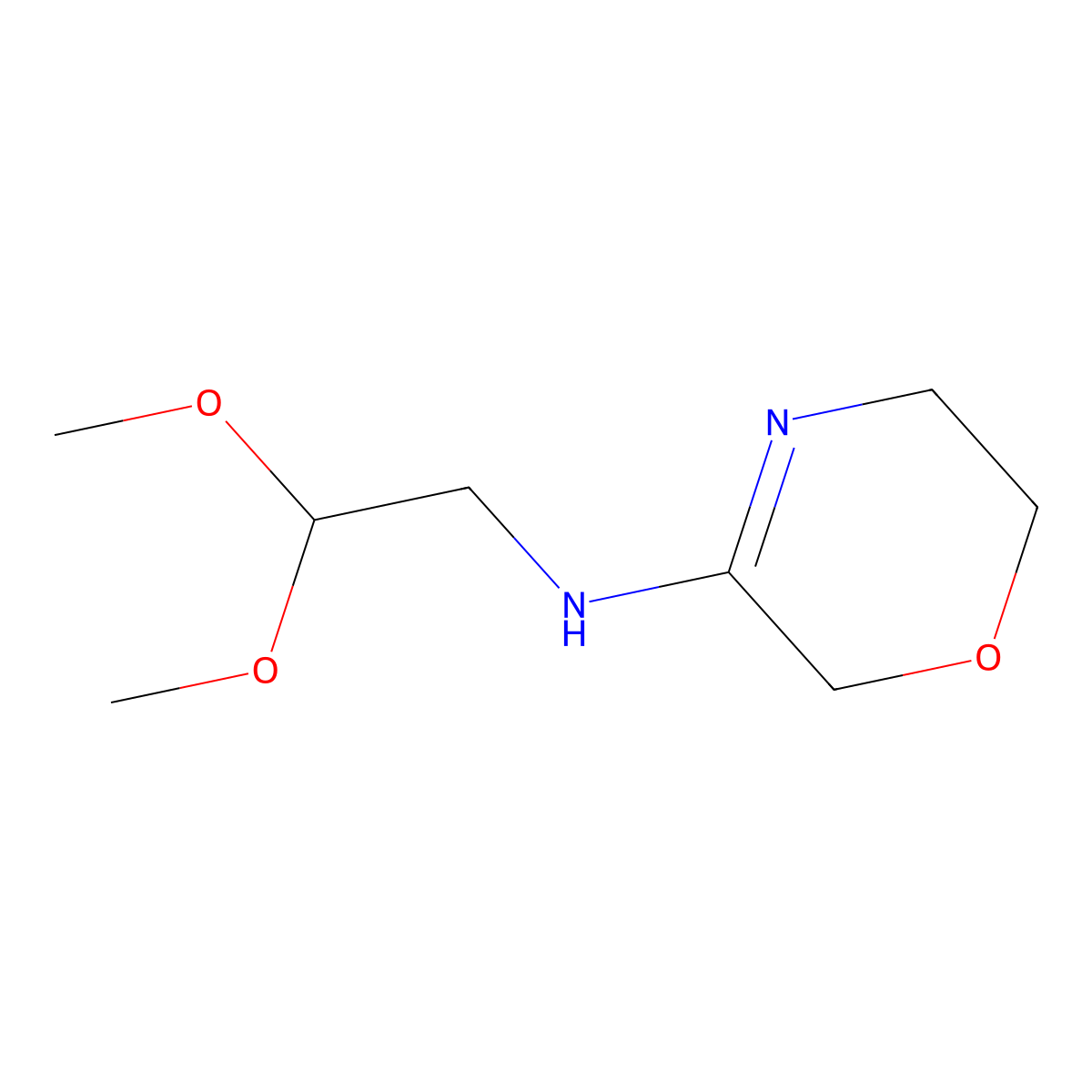N-(2,2-dimethoxyethyl)-5,6-dihydro-2H-1,4-oxazin-3-amine molecular structure, CAS 1998713-98-6