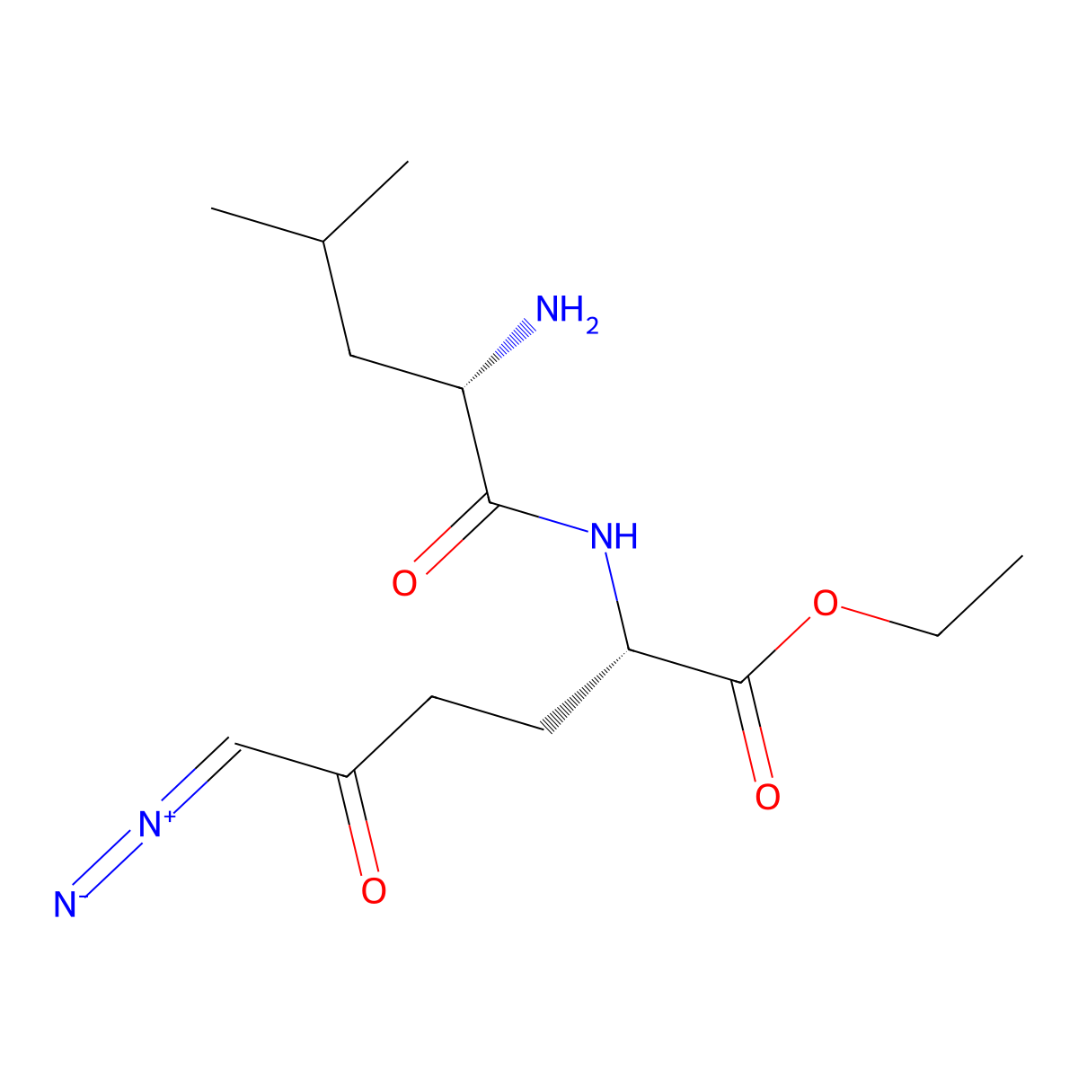 ethyl (2S)-2-(((2S)-2-amino-4-methylpentanoyl)amino)-6-diazo-5-oxohexanoate molecular structure, CAS 1998725-11-3