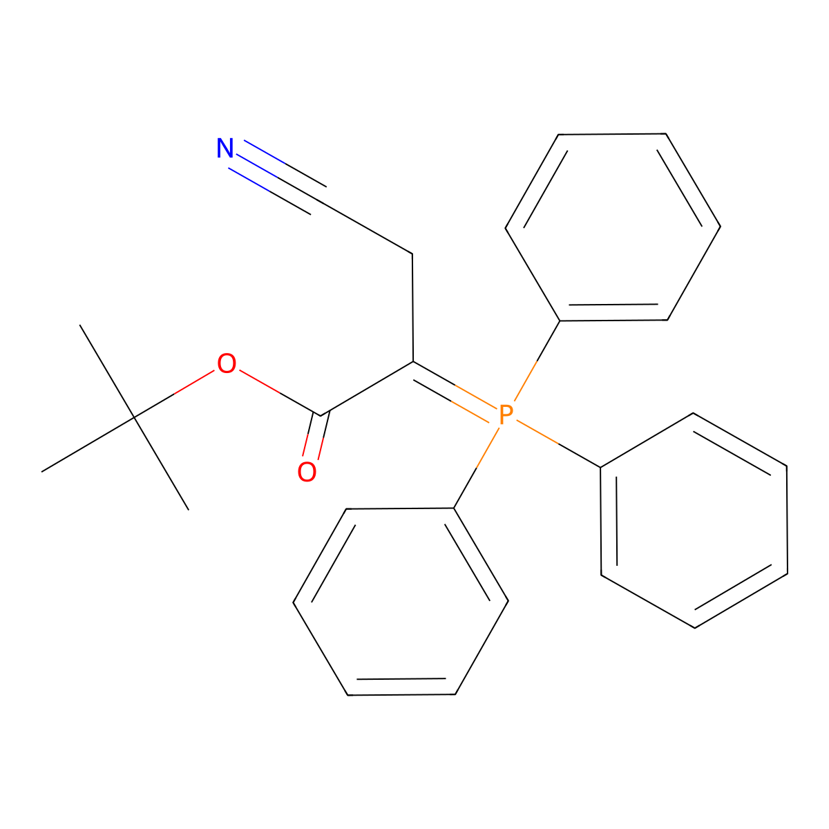Tert-butyl 3-cyano-2-(triphenylphosphoranylidene)propanoate molecular structure, CAS 1998726-69-4