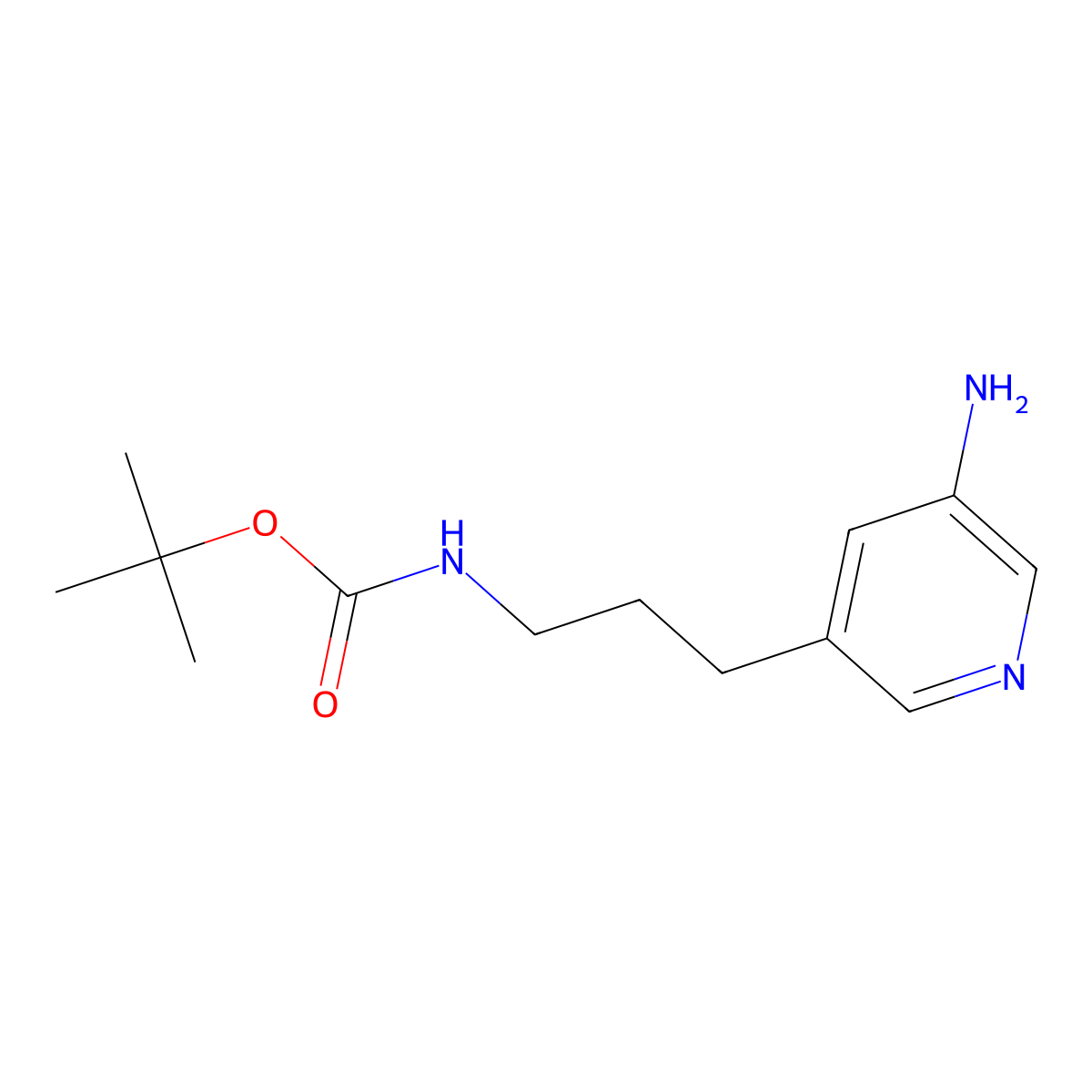 tert-butyl N-[3-(5-aminopyridin-3-yl)propyl]carbamate molecular structure, CAS 1998726-95-6