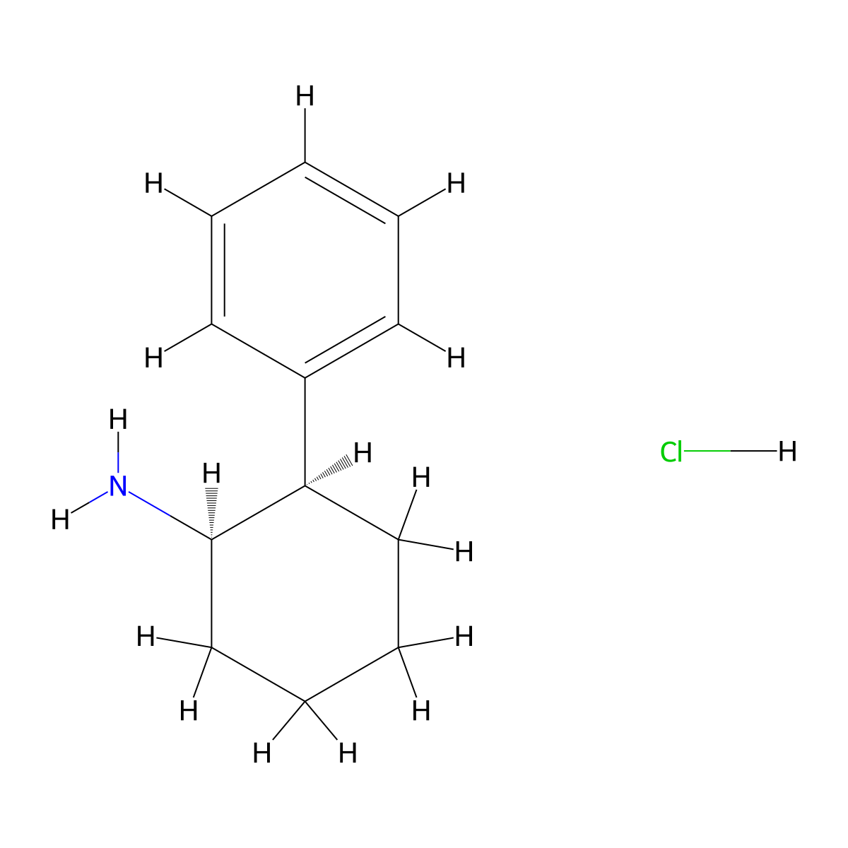 cis-2-Phenylcyclohexylamine hydrochloride molecular structure, CAS 19988-40-0
