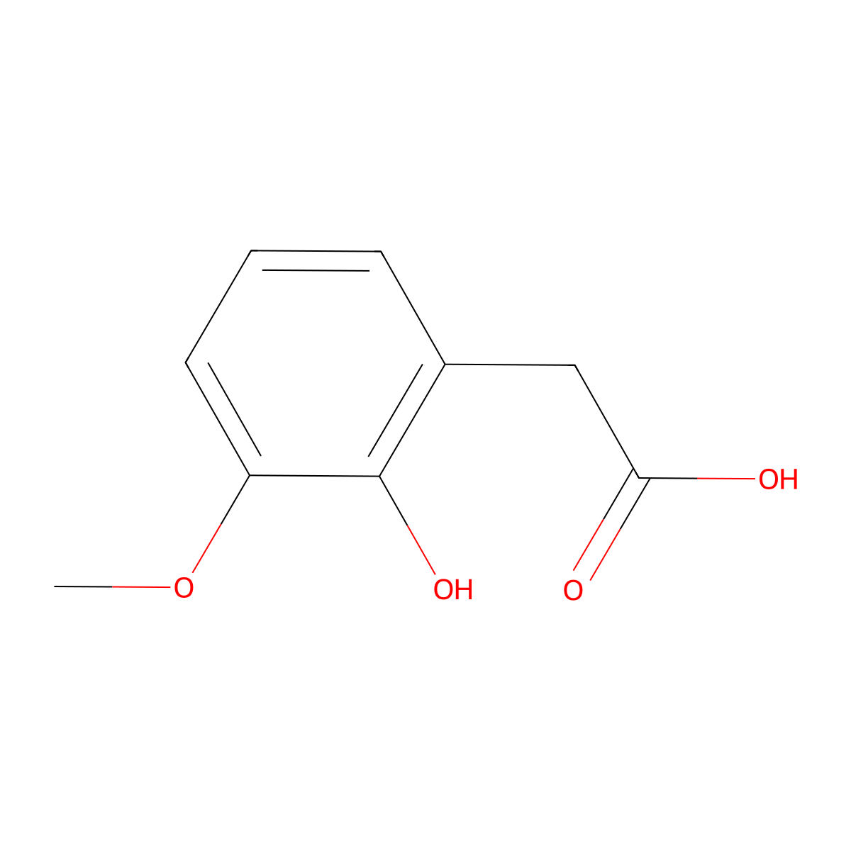 (2-Hydroxy-3-methoxyphenyl)acetic acid molecular structure, CAS 19988-46-6