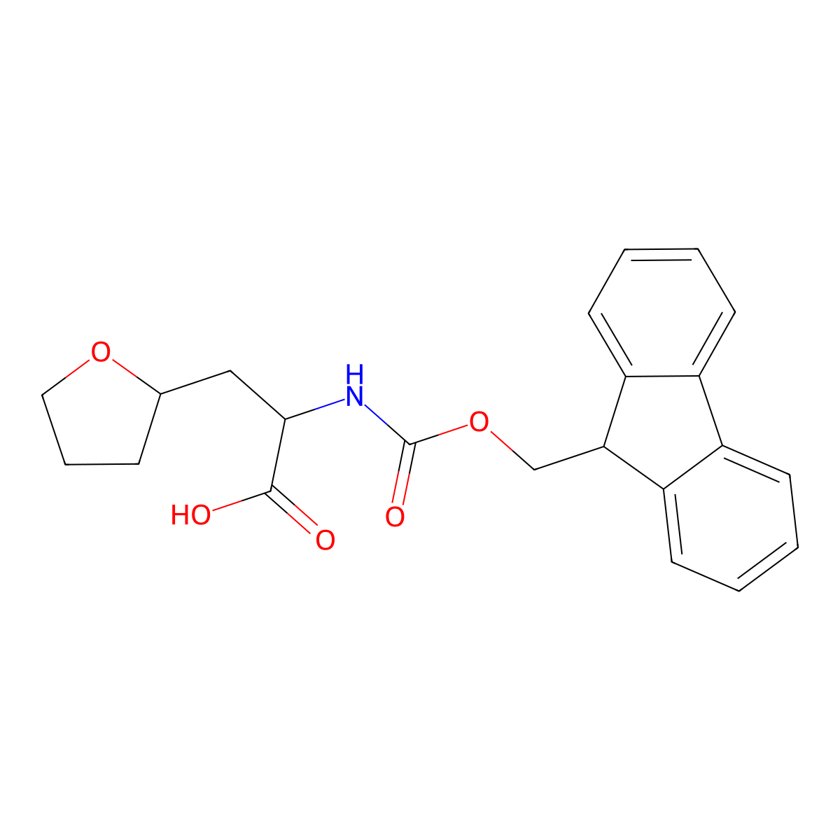 (2S)-2-({[(9H-fluoren-9-yl)methoxy]carbonyl}amino)-3-(oxolan-2-yl)propanoic acid molecular structure, CAS 1998850-91-1