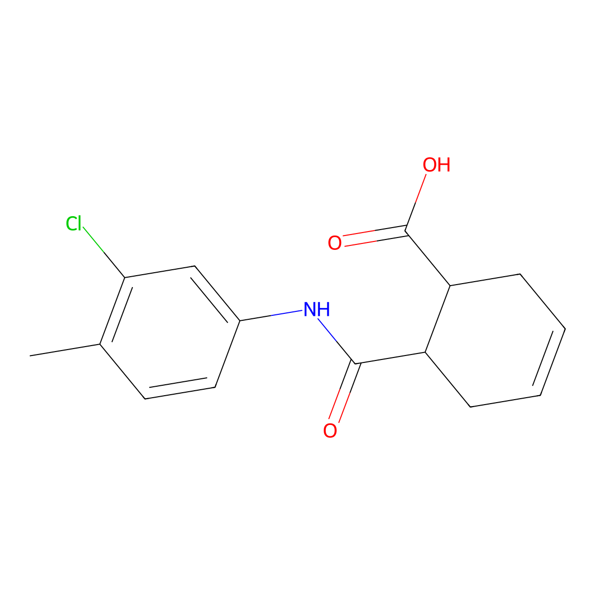 6-[(3-Chloro-4-methylphenyl)carbamoyl]cyclohex-3-ene-1-carboxylic acid molecular structure, CAS 19989-14-1