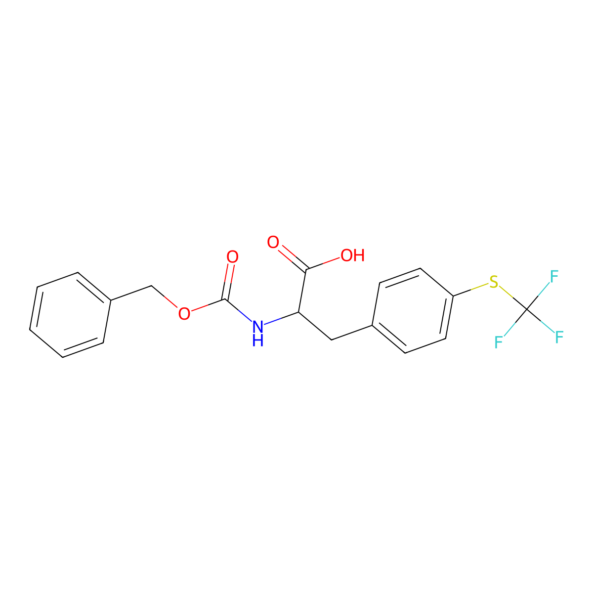 2-{[(Benzyloxy)carbonyl]amino}-3-{4-[(trifluoromethyl)sulfanyl]phenyl}propanoic acid molecular structure, CAS 1998985-71-9