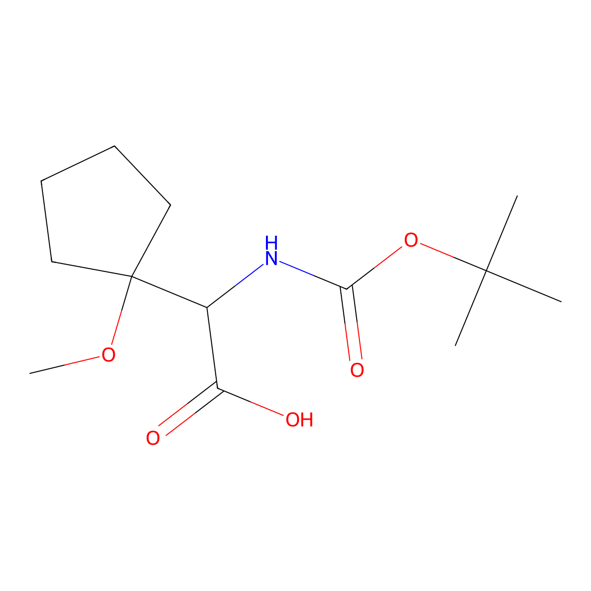 2-{[(Tert-butoxy)carbonyl]amino}-2-(1-methoxycyclopentyl)aceticacid molecular structure, CAS 1998992-03-2