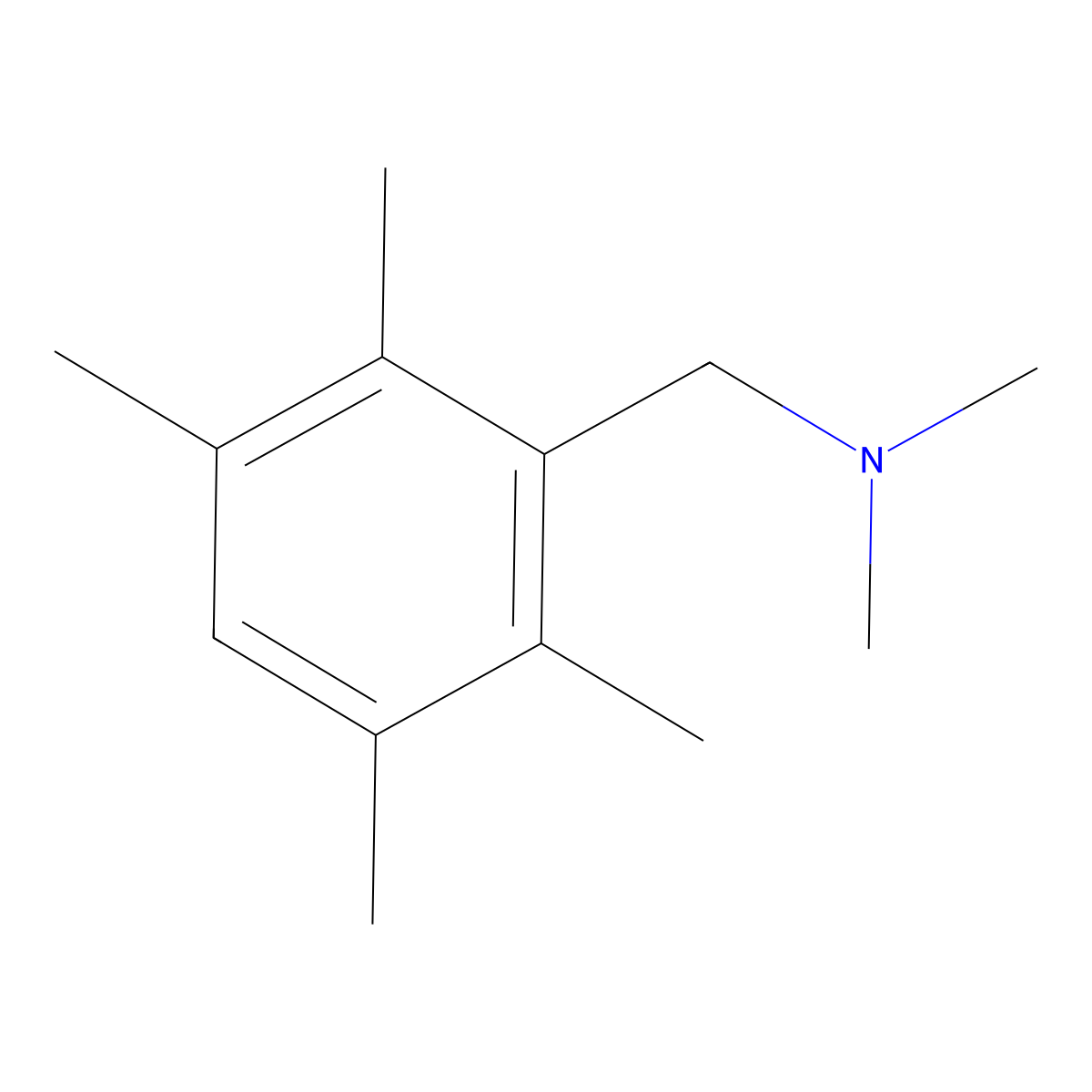n,n-Dimethyl-1-(2,3,5,6-tetramethylphenyl)methanamine molecular structure, CAS 19990-93-3