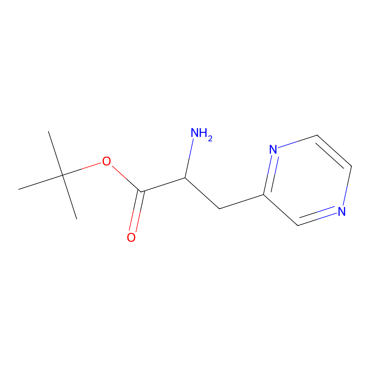 Tert-butyl 2-amino-3-(pyrazin-2-yl)propanoate molecular structure, CAS 1999012-71-3