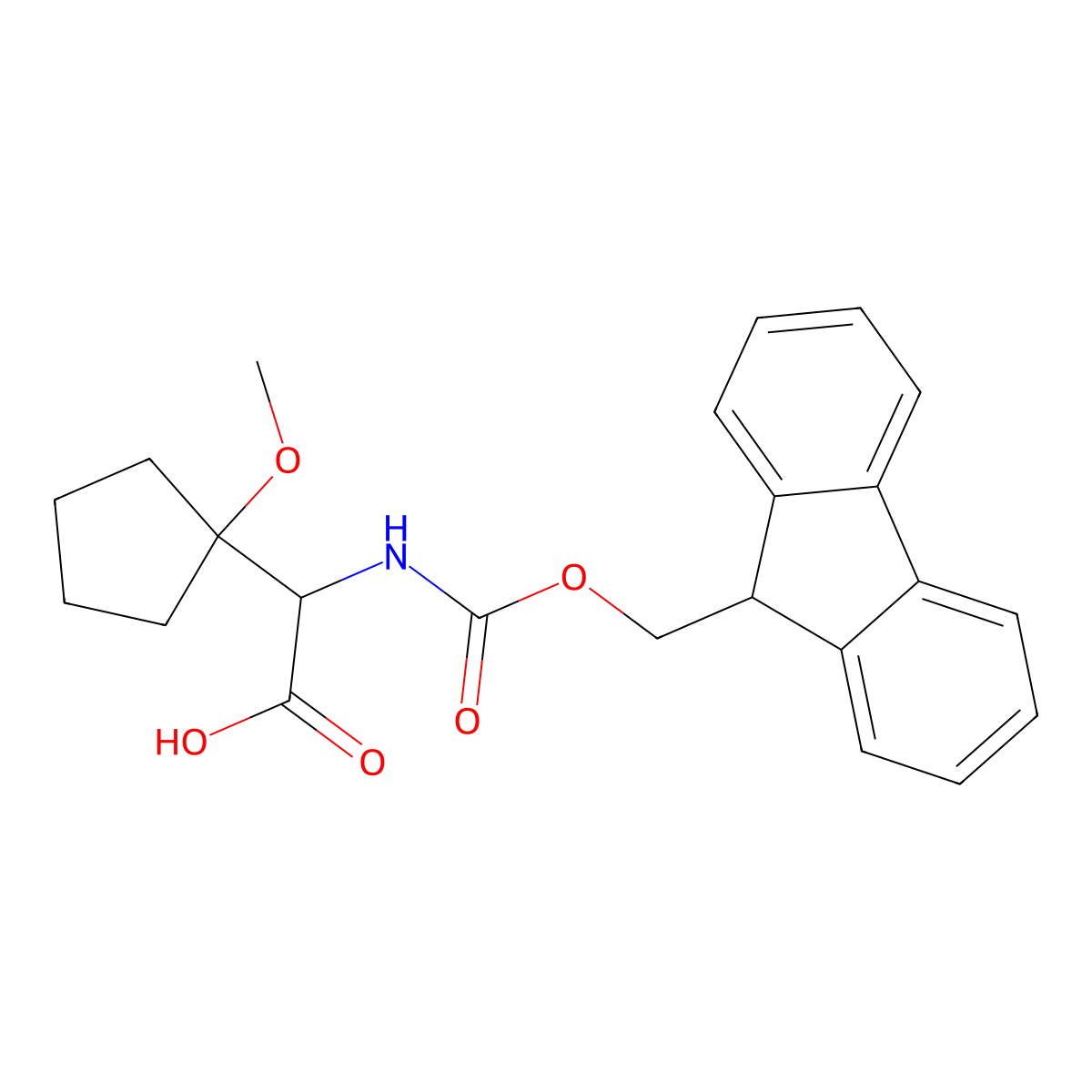 2-({[(9H-fluoren-9-yl)methoxy]carbonyl}amino)-2-(1-methoxycyclopentyl)acetic acid molecular structure, CAS 1999024-32-6