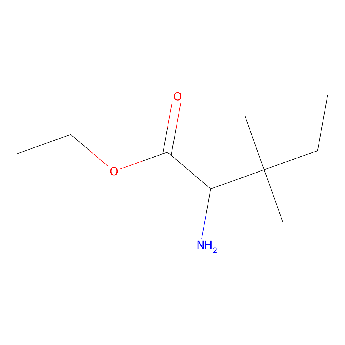 Ethyl 2-amino-3,3-dimethylpentanoate molecular structure, CAS 1999024-91-7